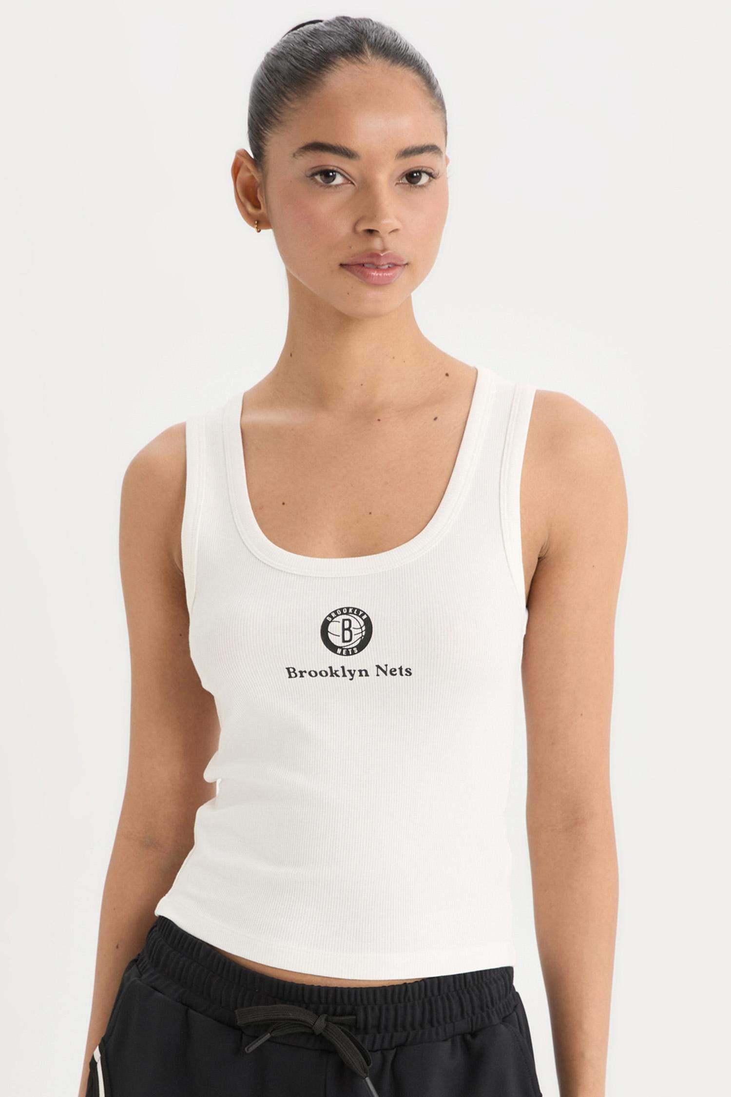 DeFactoFit NBA Brooklyn Nets Slim Fit Ribbed Sports Tank Top