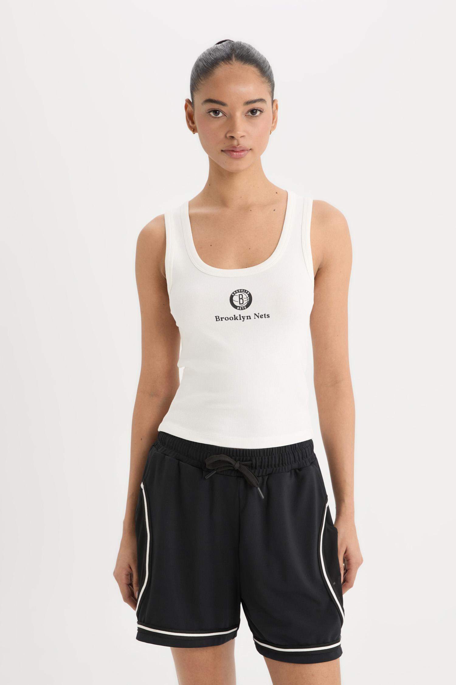 DeFactoFit NBA Brooklyn Nets Slim Fit Ribbed Sports Tank Top