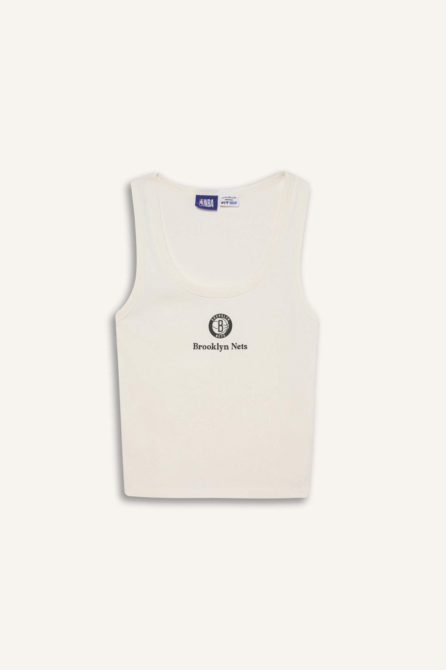 DeFactoFit NBA Brooklyn Nets Slim Fit Ribbed Sports Tank Top