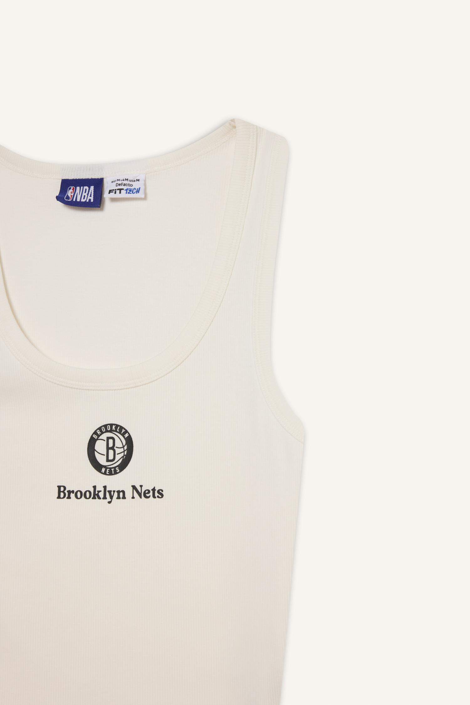 DeFactoFit NBA Brooklyn Nets Slim Fit Ribbed Sports Tank Top