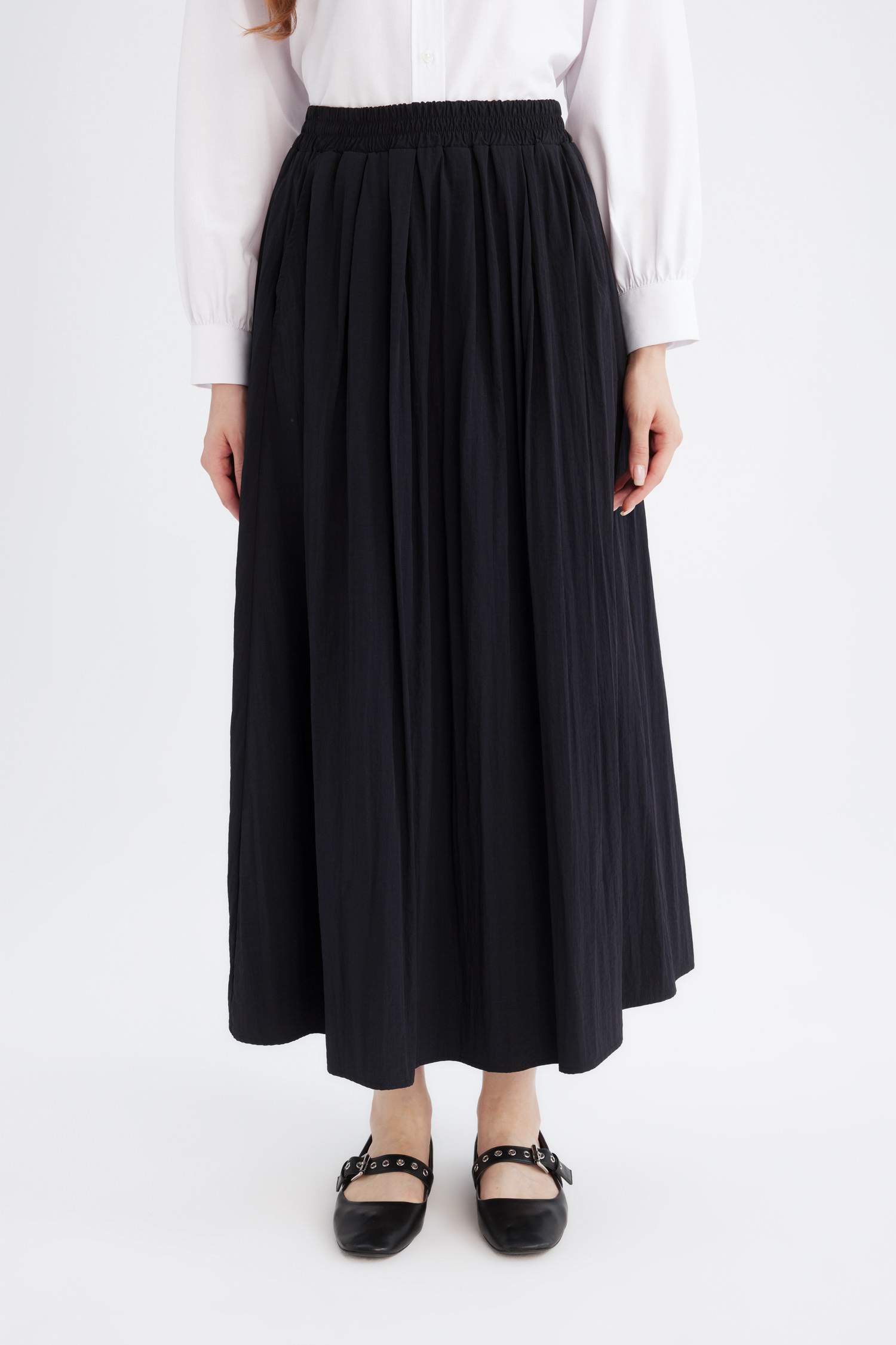 A Cut Normal Waist Maxi Skirt