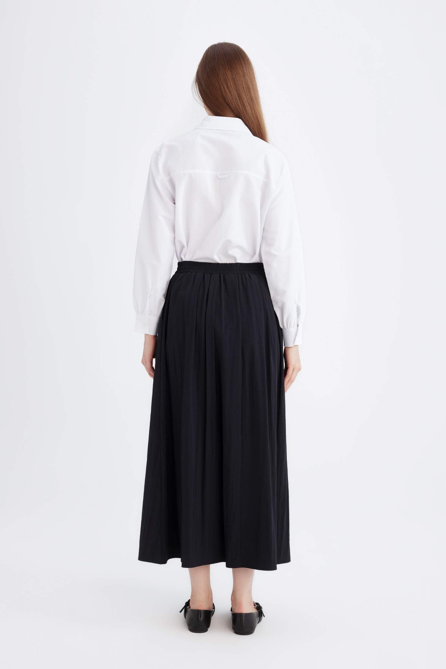 A Cut Normal Waist Maxi Skirt