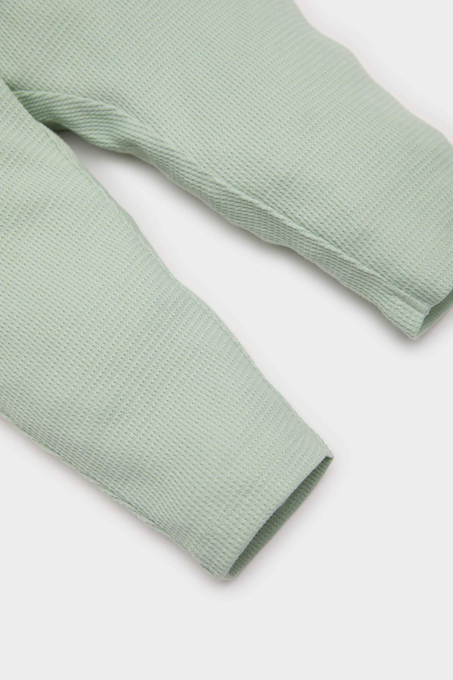 Erkek Bebek Etiket Baskılı Beli Lastikli Waffle Eşofman Altı