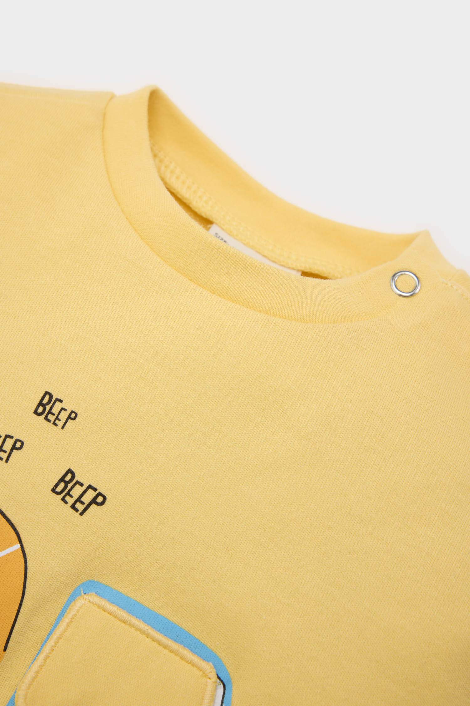 Erkek Bebek Araç Baskılı 2'li Takım Uzun Kollu Waffle Tişört Beli Lastikli Alt