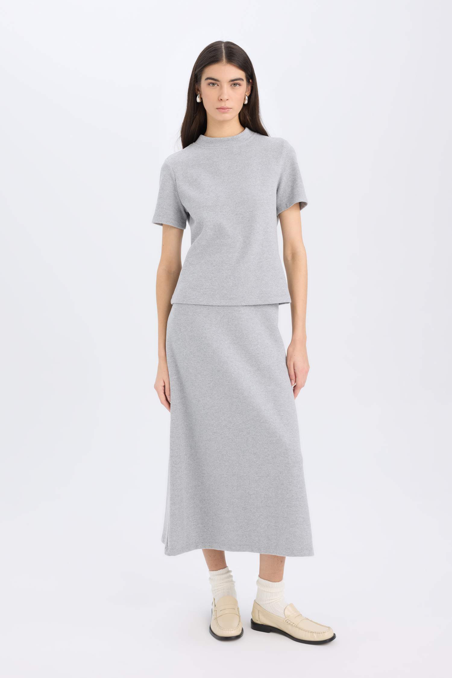 Selanik Fabric Top Midi Skirt 2 Piece Set