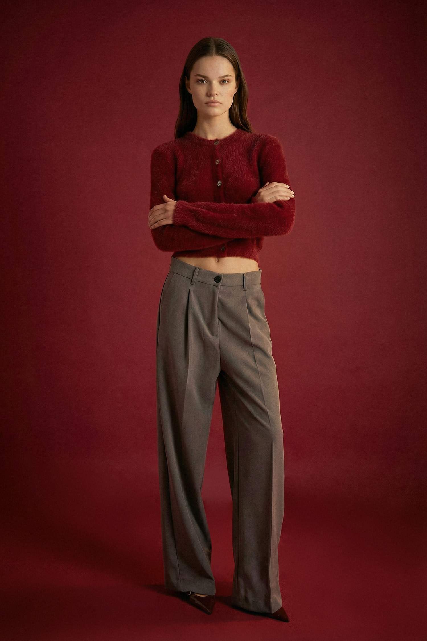 Regular Fit Crew Neck Buttoned Knitwear Cardigan