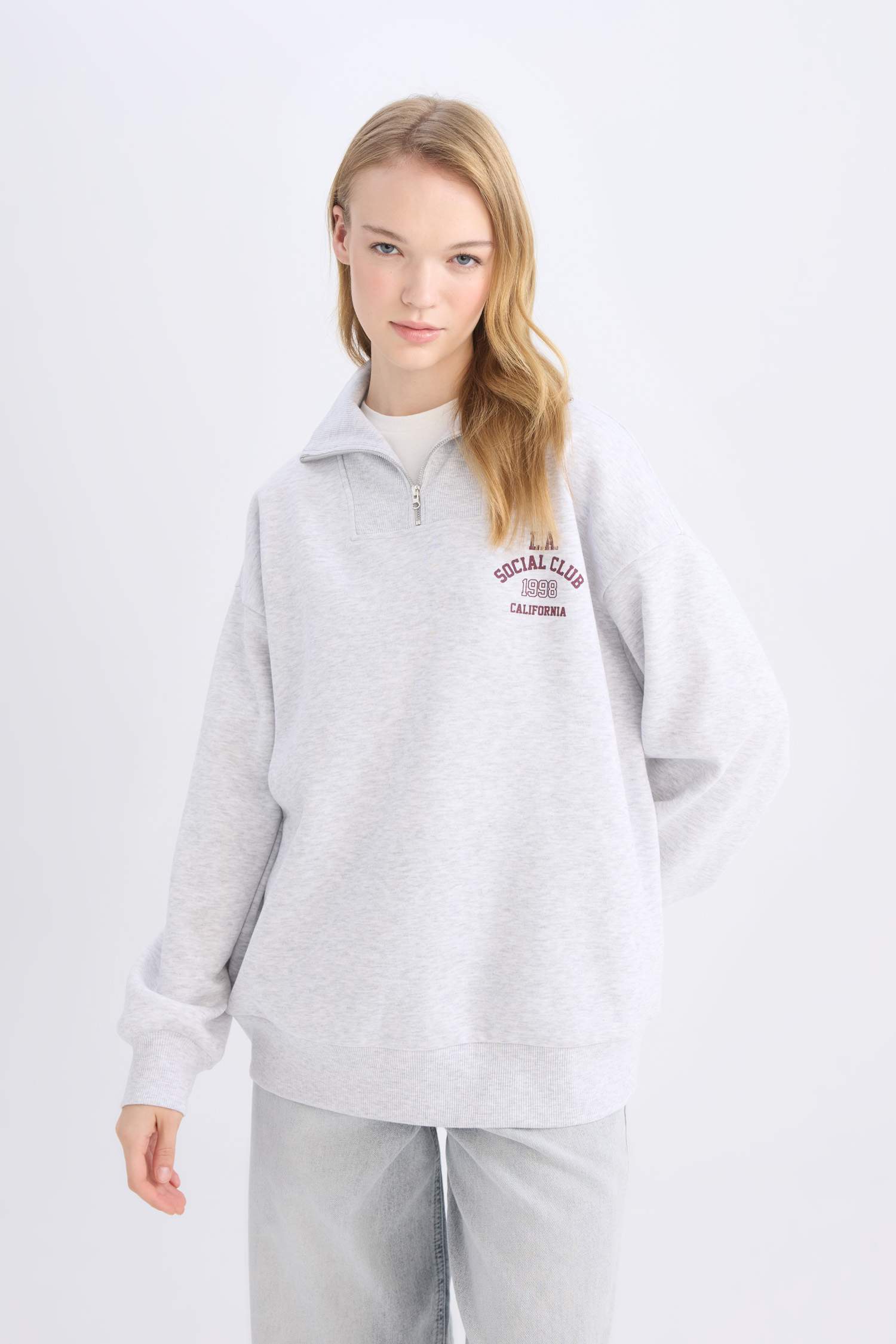 Oversize Geniş Kalıp Basic Düz Sweatshirt
