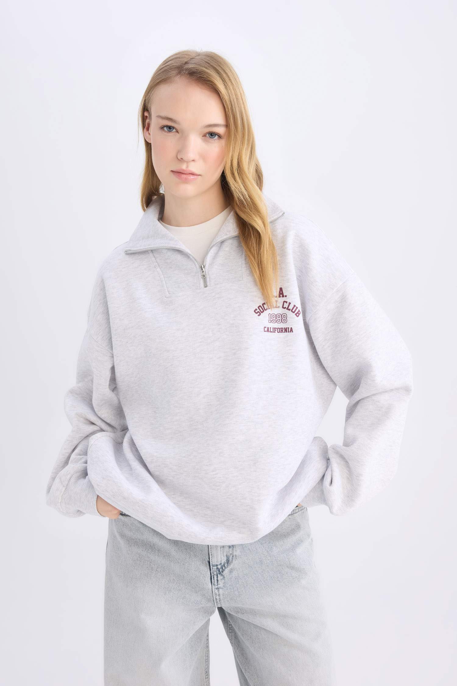 Oversize Geniş Kalıp Basic Düz Sweatshirt