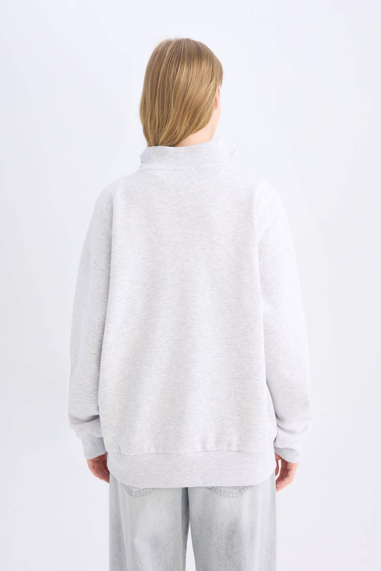 Oversize Geniş Kalıp Basic Düz Sweatshirt