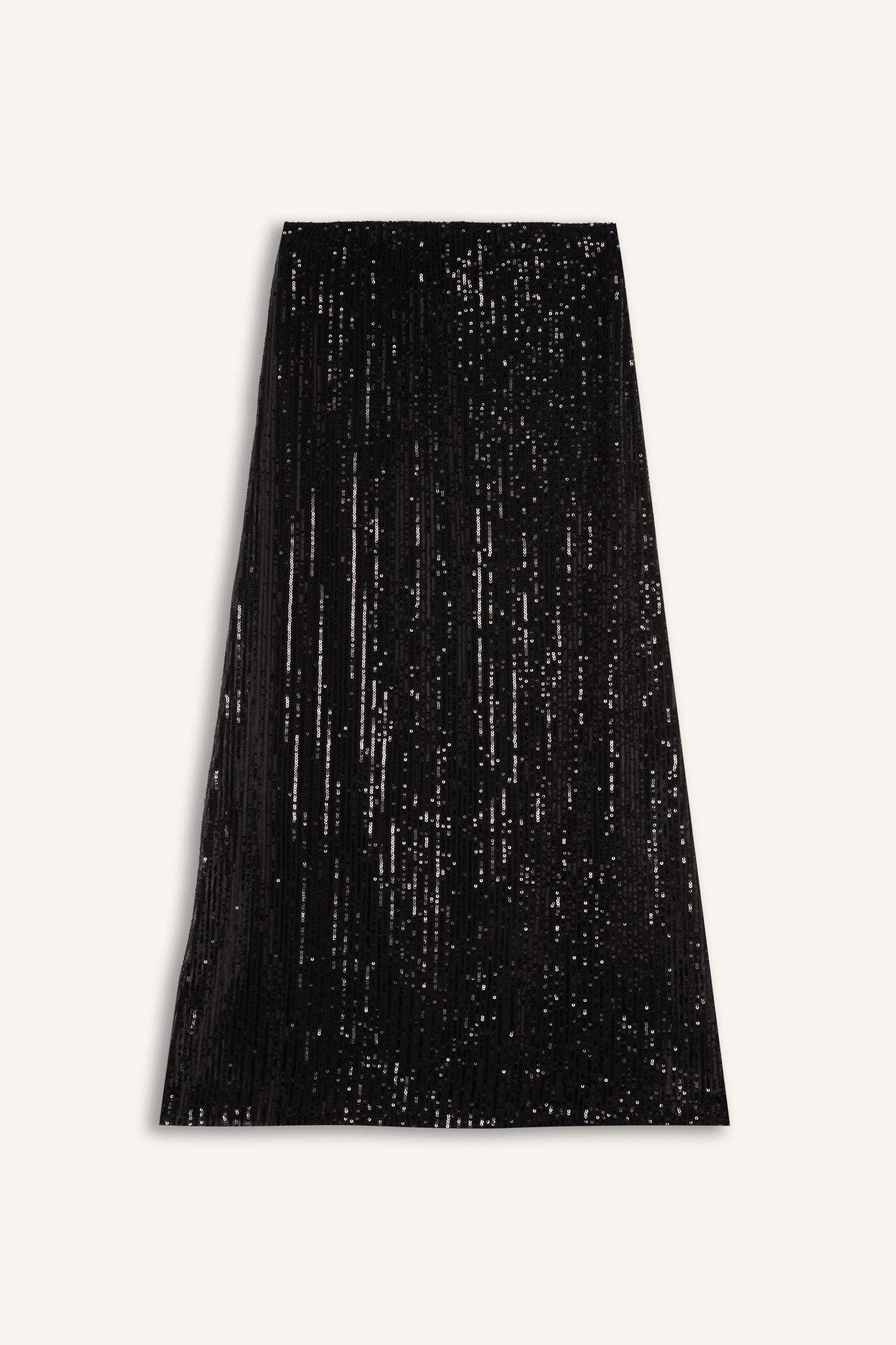 A Kesim Normal Bel Payetli Kumaş Maxi Etek