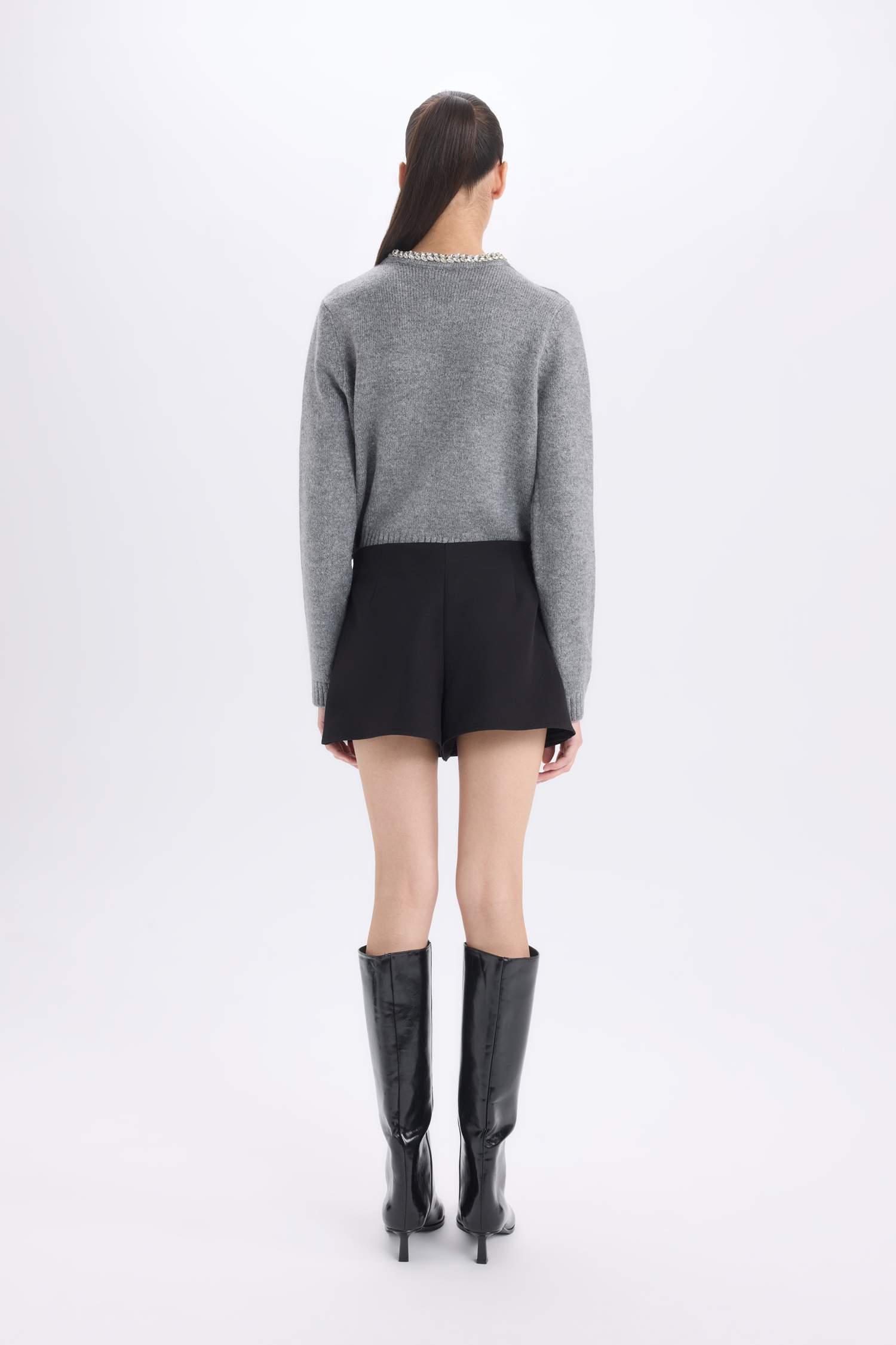 Normal Bel Basic Düz Siyah Şort Etek