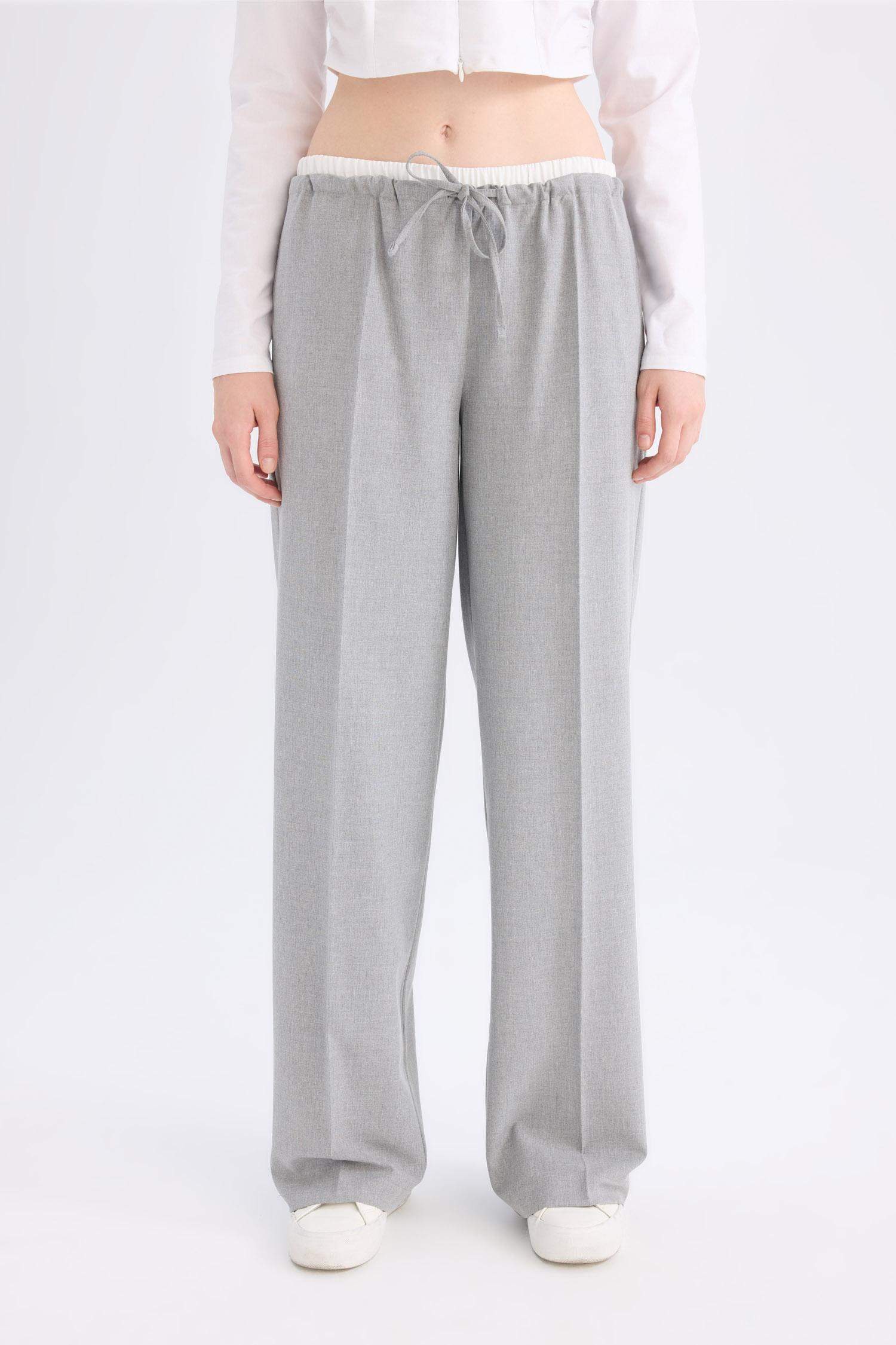 Normal Waist Pleated Wide Leg Pants