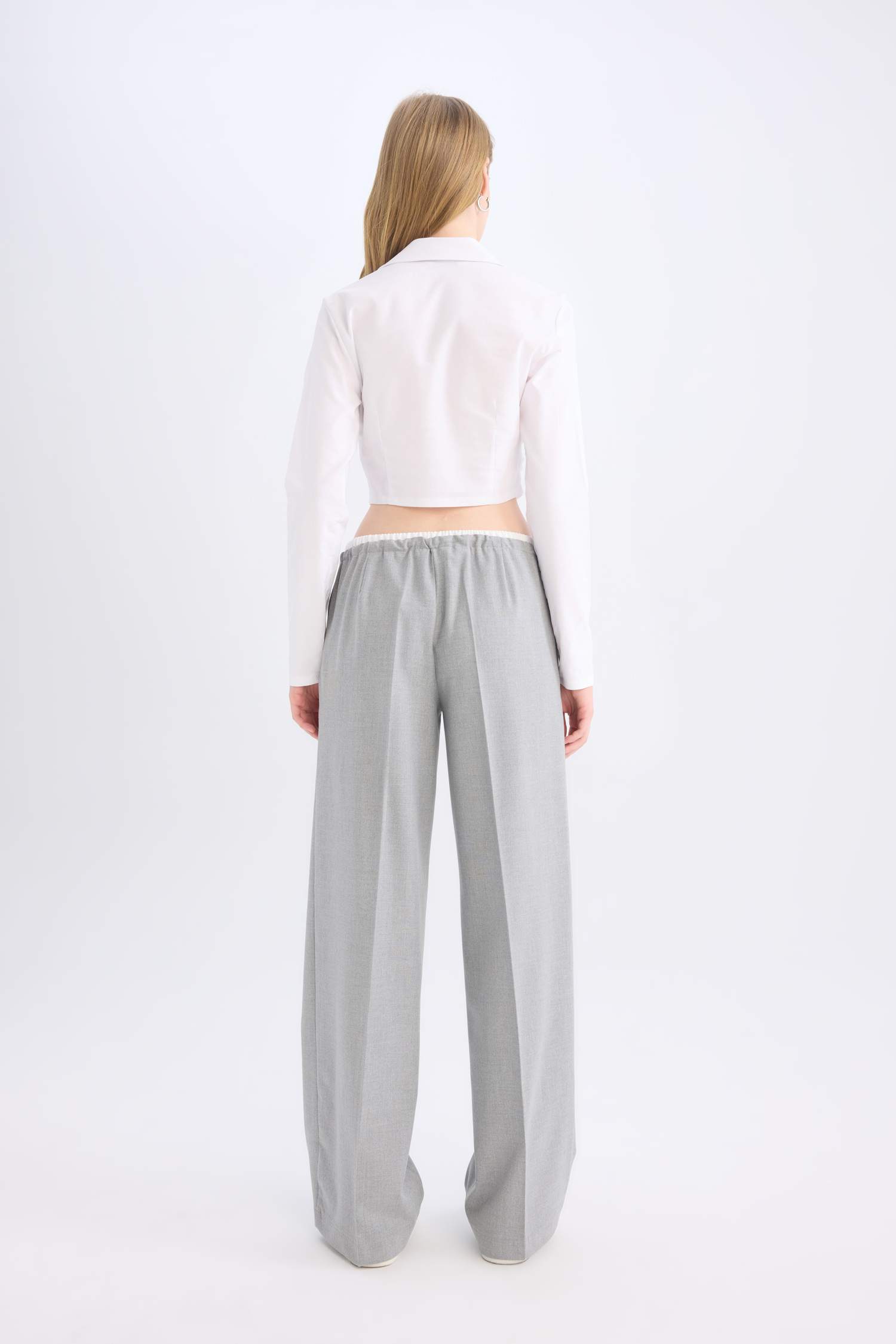 Normal Waist Pleated Wide Leg Pants