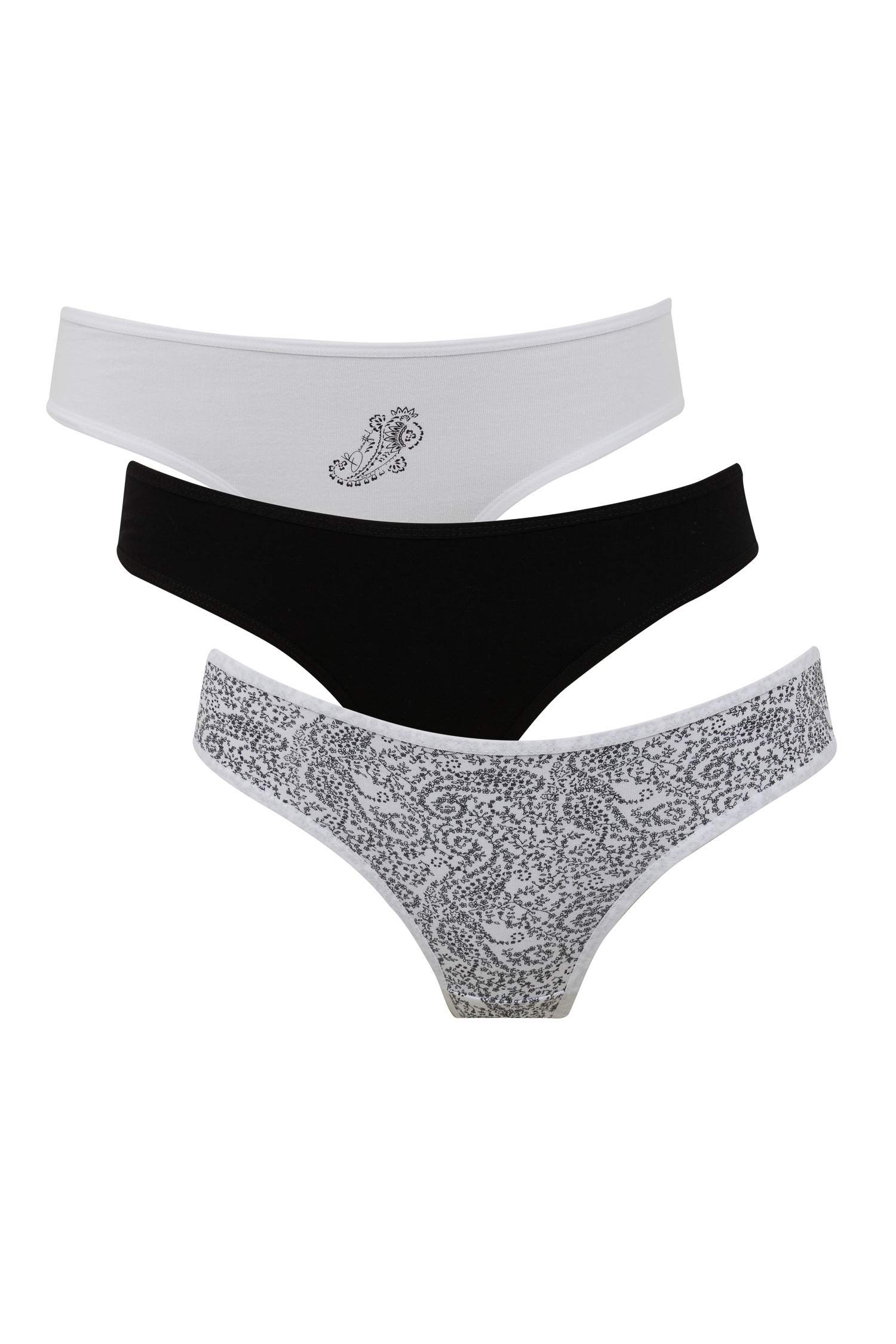 Desenli 3'lü Paketli Slip Külot-Fall in Love 