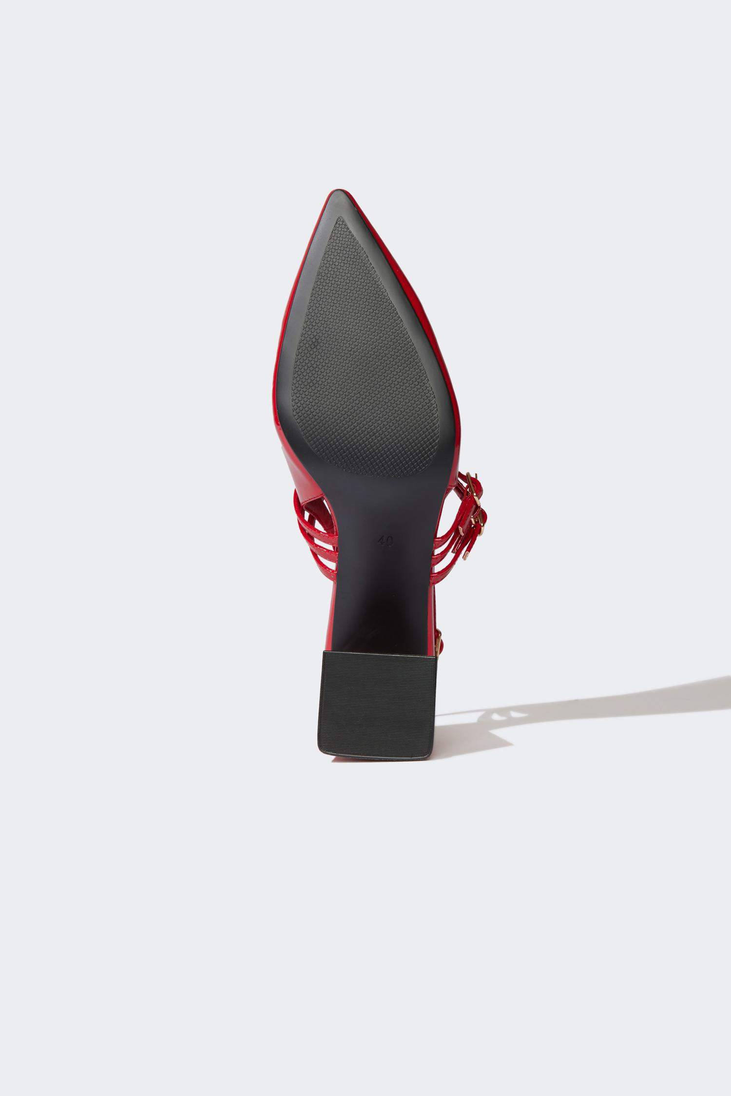 Woman Faux Leather Heeled Sandals