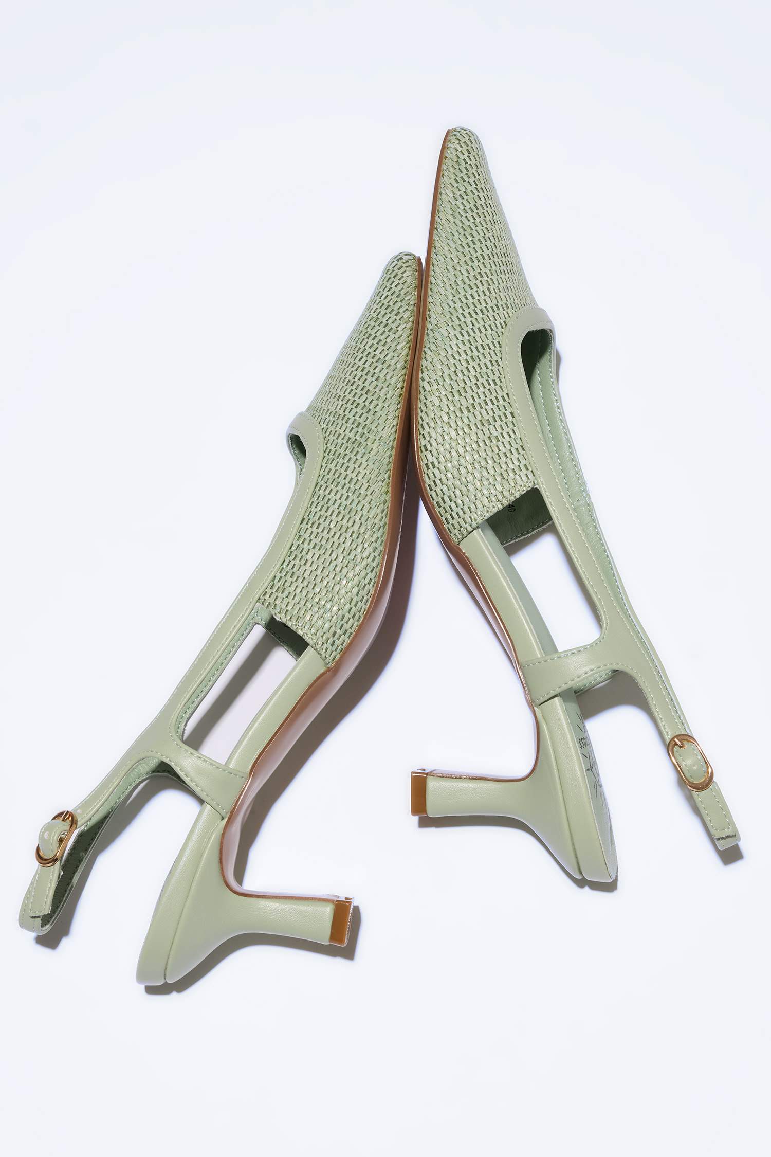 Woman Laced Faux Leather Heeled Sandals