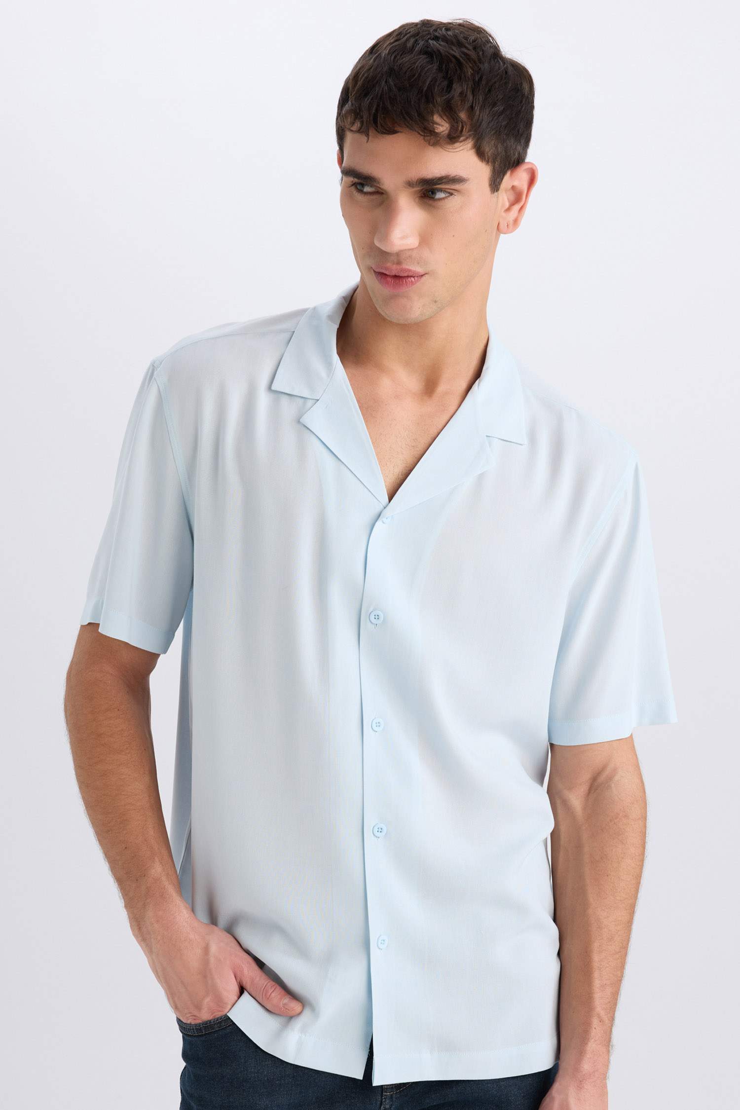 Regular Fit Apache Neck Short Sleeve Shirt