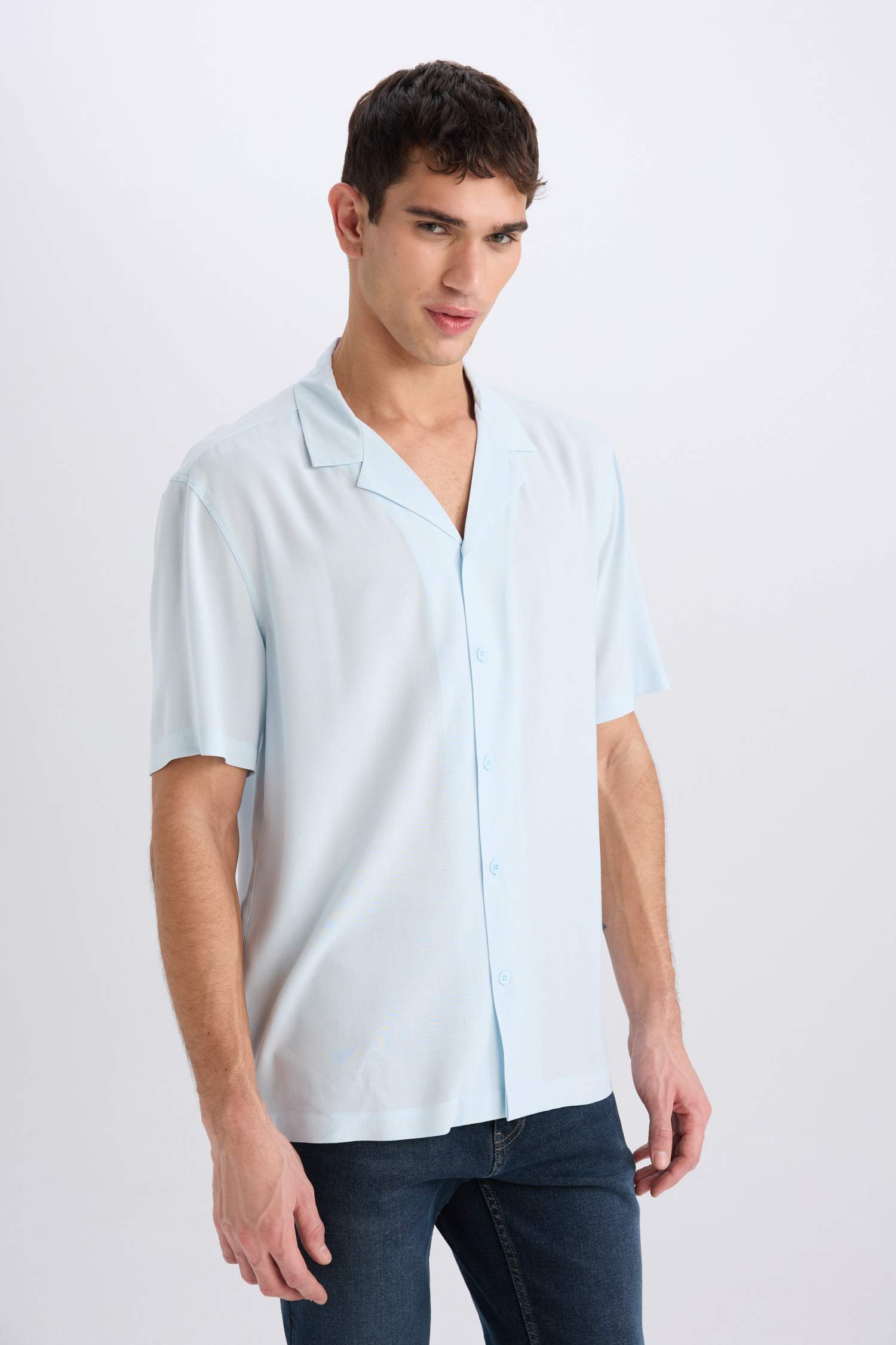 Regular Fit Apache Neck Short Sleeve Shirt