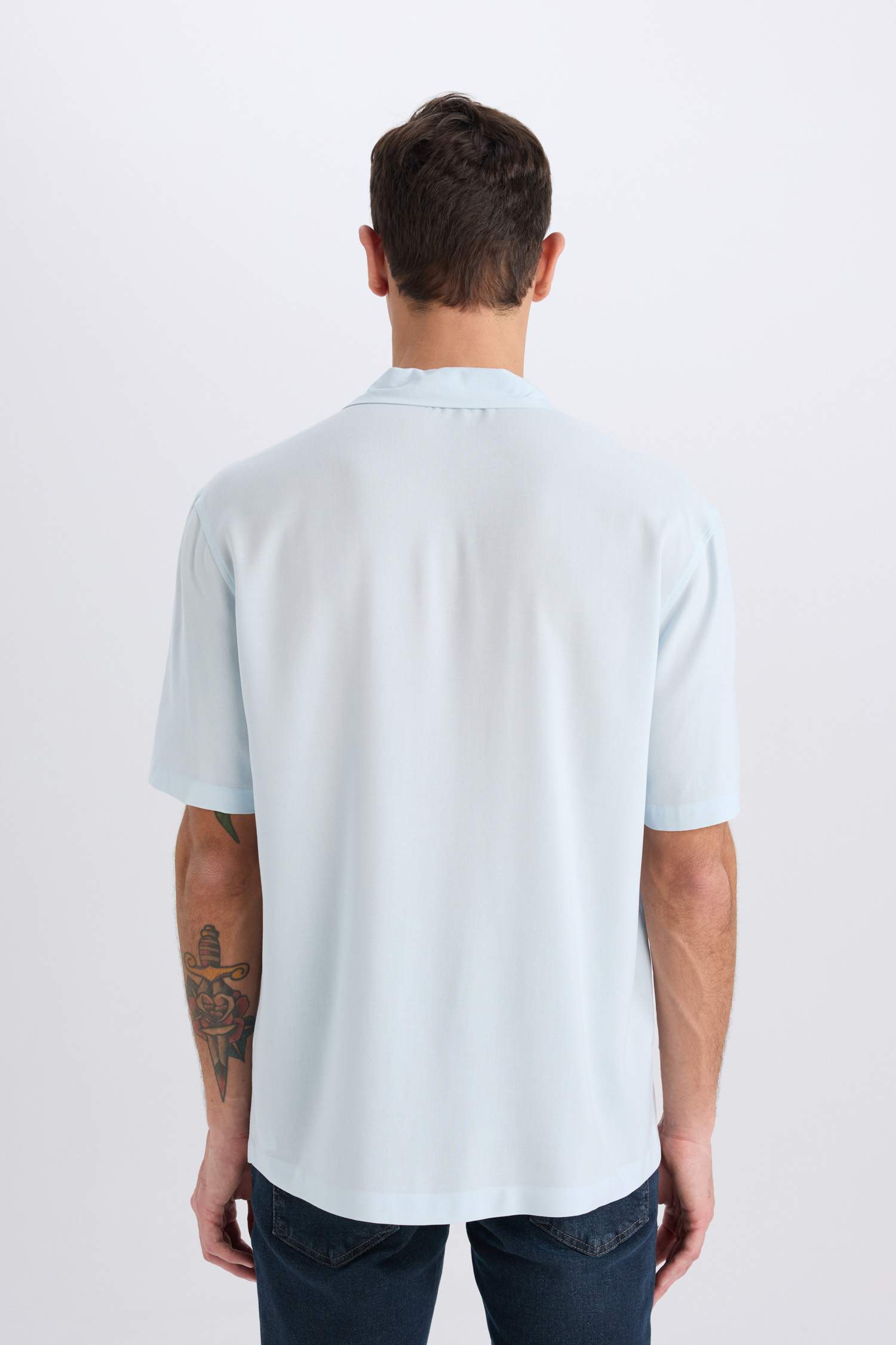 Regular Fit Apache Neck Short Sleeve Shirt