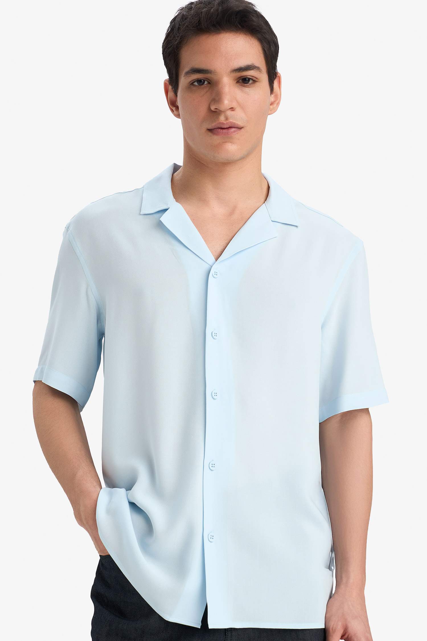 Regular Fit Apache Neck Short Sleeve Shirt