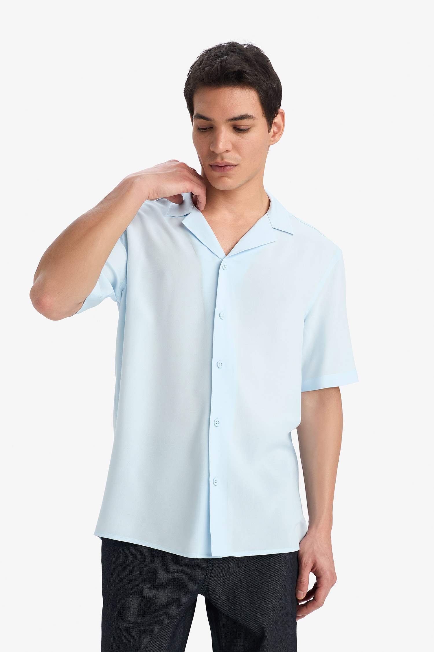 Regular Fit Apache Neck Short Sleeve Shirt