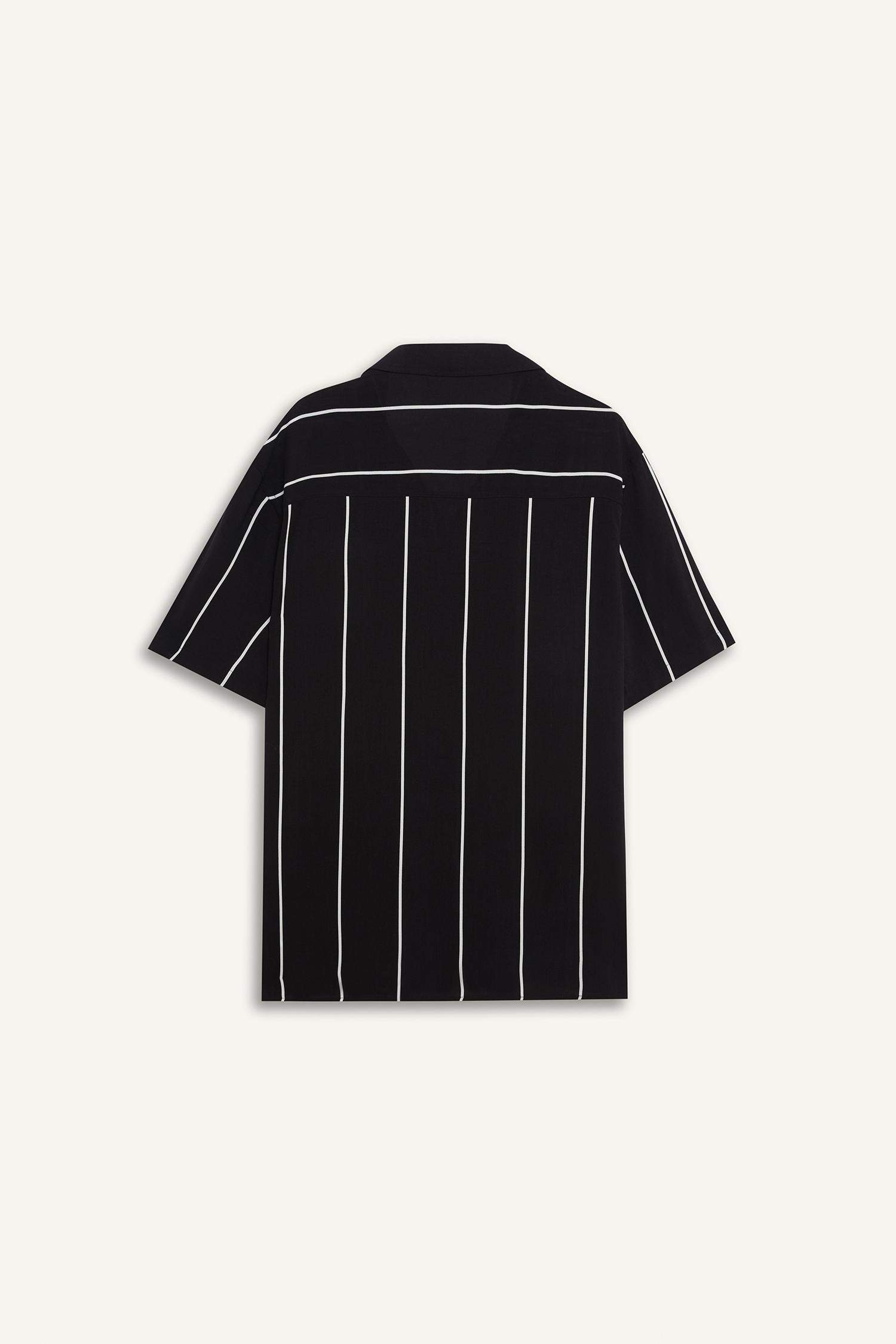 Regular Fit Apaş Yaka Çizgili Yazlık Kısa Kollu Gömlek