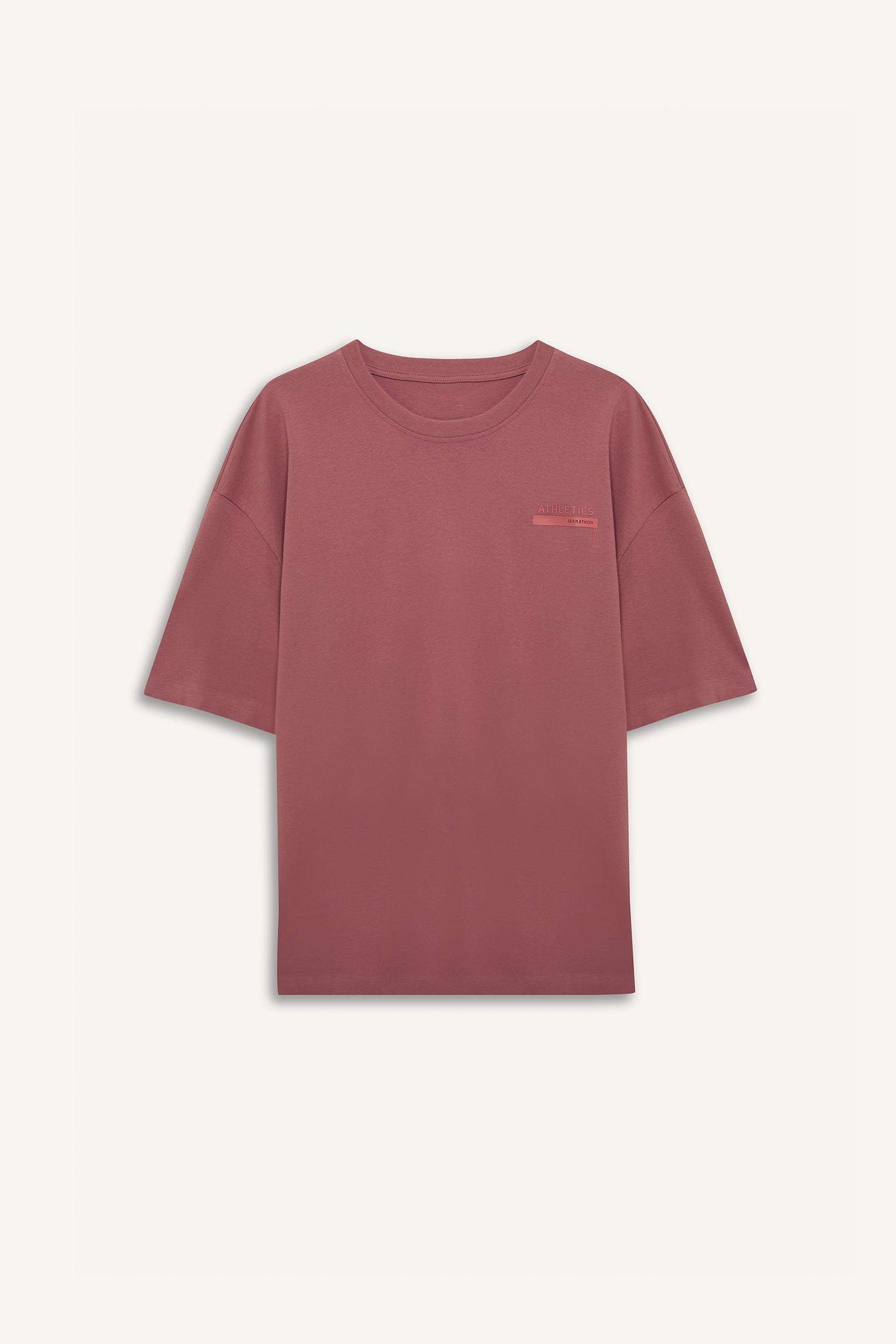 تيشيرت رياضي مطبوع اوفر سايز بياخة مستديرة من DeFactoFit