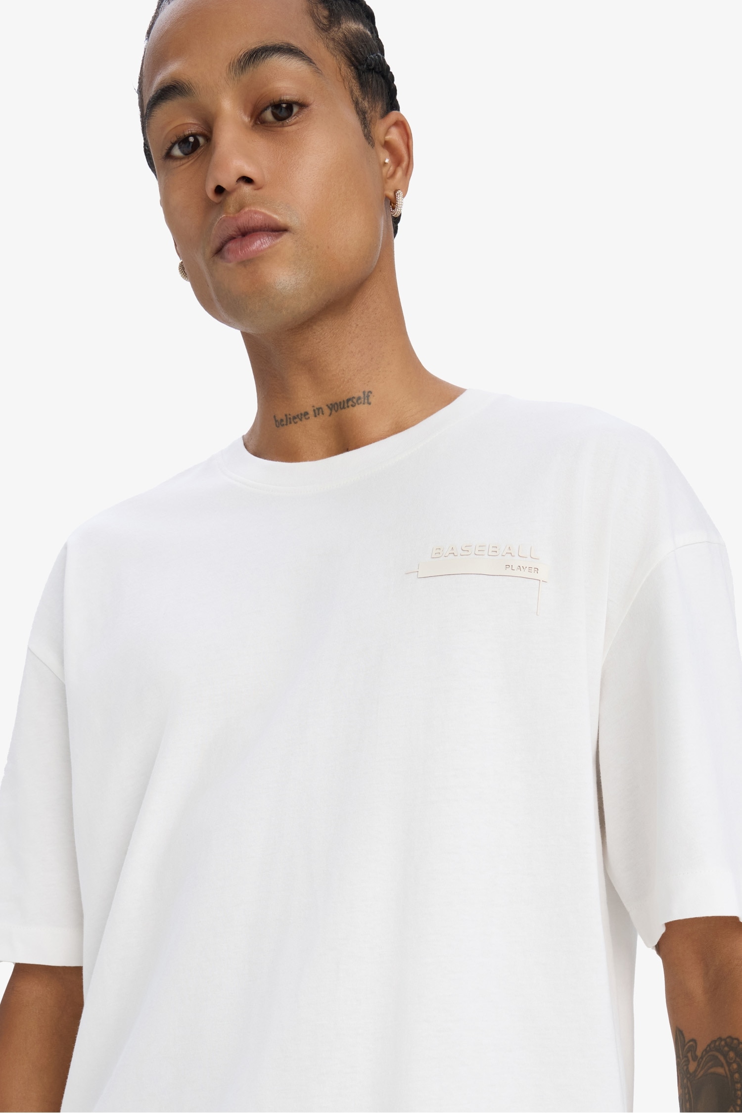 Oversize Geniş Kalıp Bisiklet Yaka Baskılı Sporcu Kısa Kollu Tişört