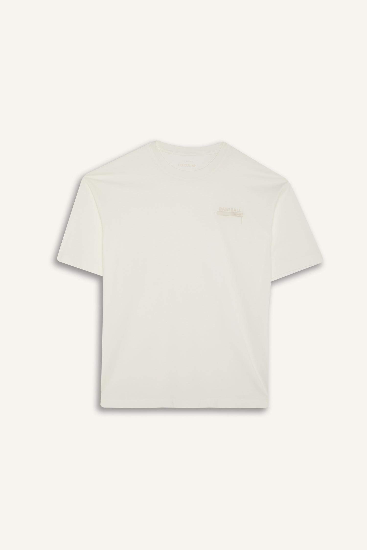 Oversize Geniş Kalıp Bisiklet Yaka Baskılı Sporcu Kısa Kollu Tişört