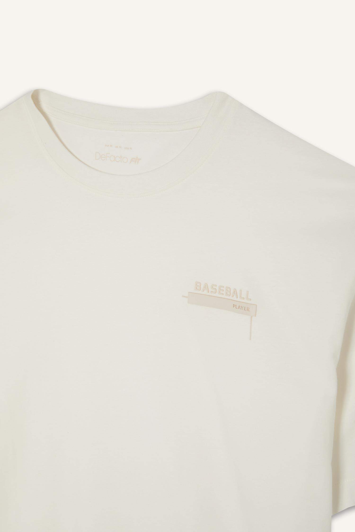 Oversize Geniş Kalıp Bisiklet Yaka Baskılı Sporcu Kısa Kollu Tişört