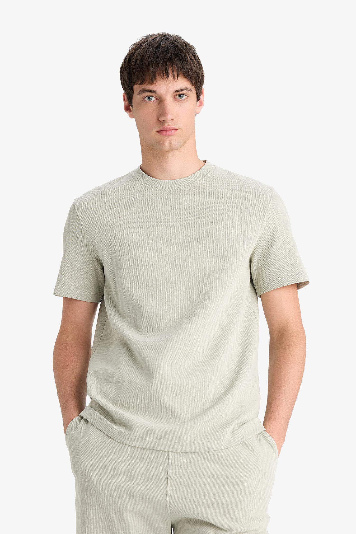 Regular Fit Crew Neck Basic Heavy Fabric T-Shirt