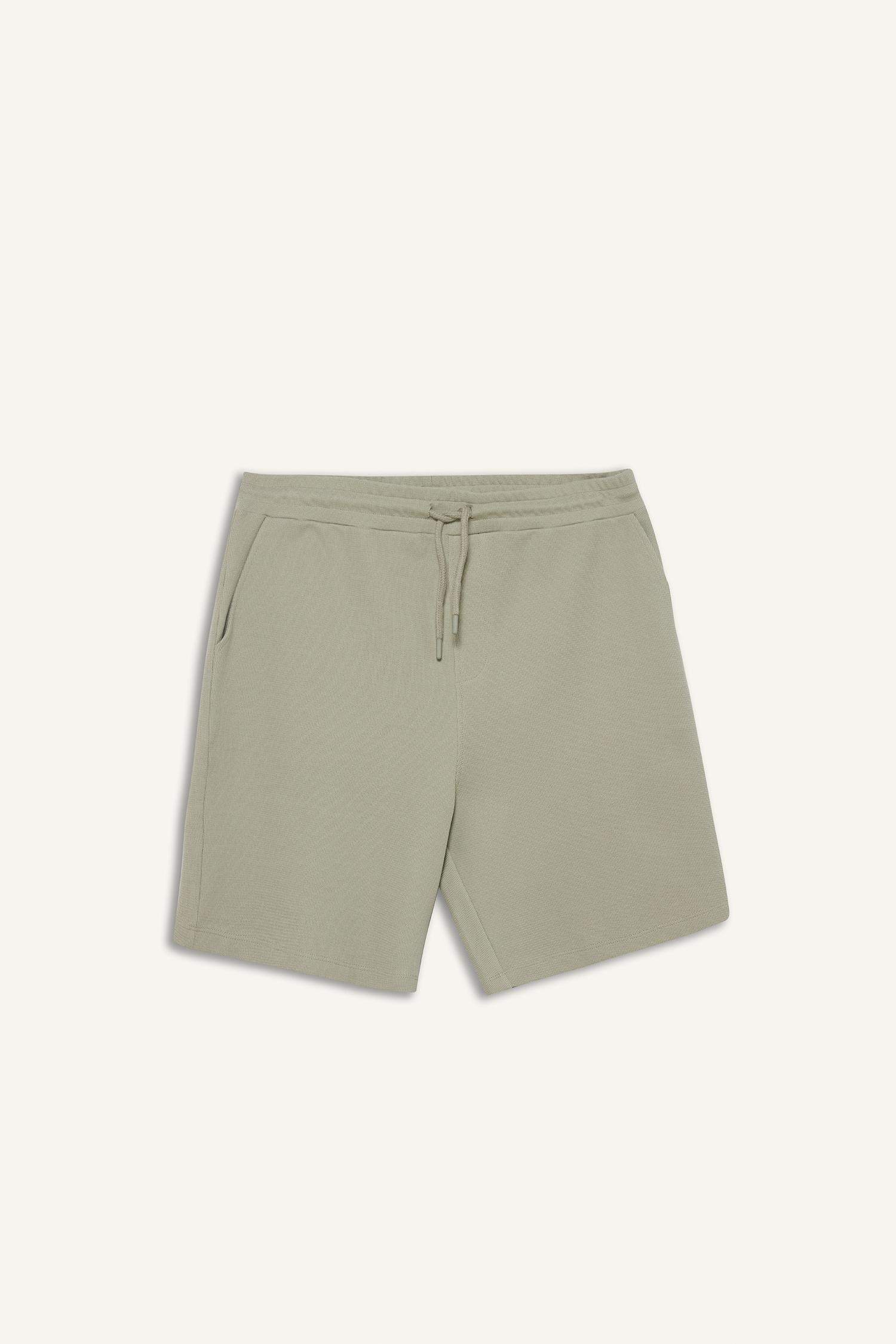 Regular Fit Textured Tie Waist Shorts