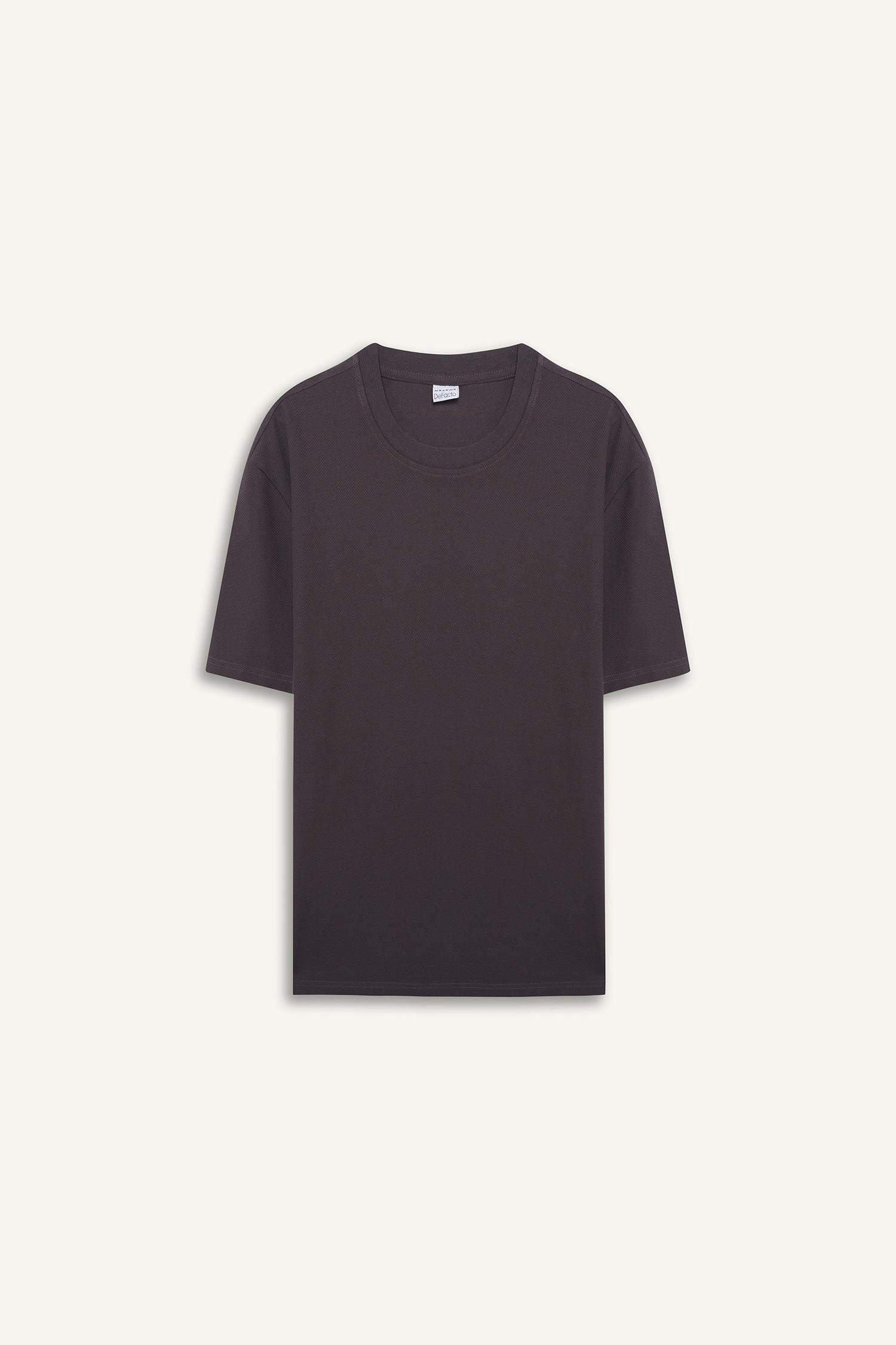 %100 Pamuk Regular Fit Bisiklet Yaka Kısa Kollu Ağır Kumaş Tişört