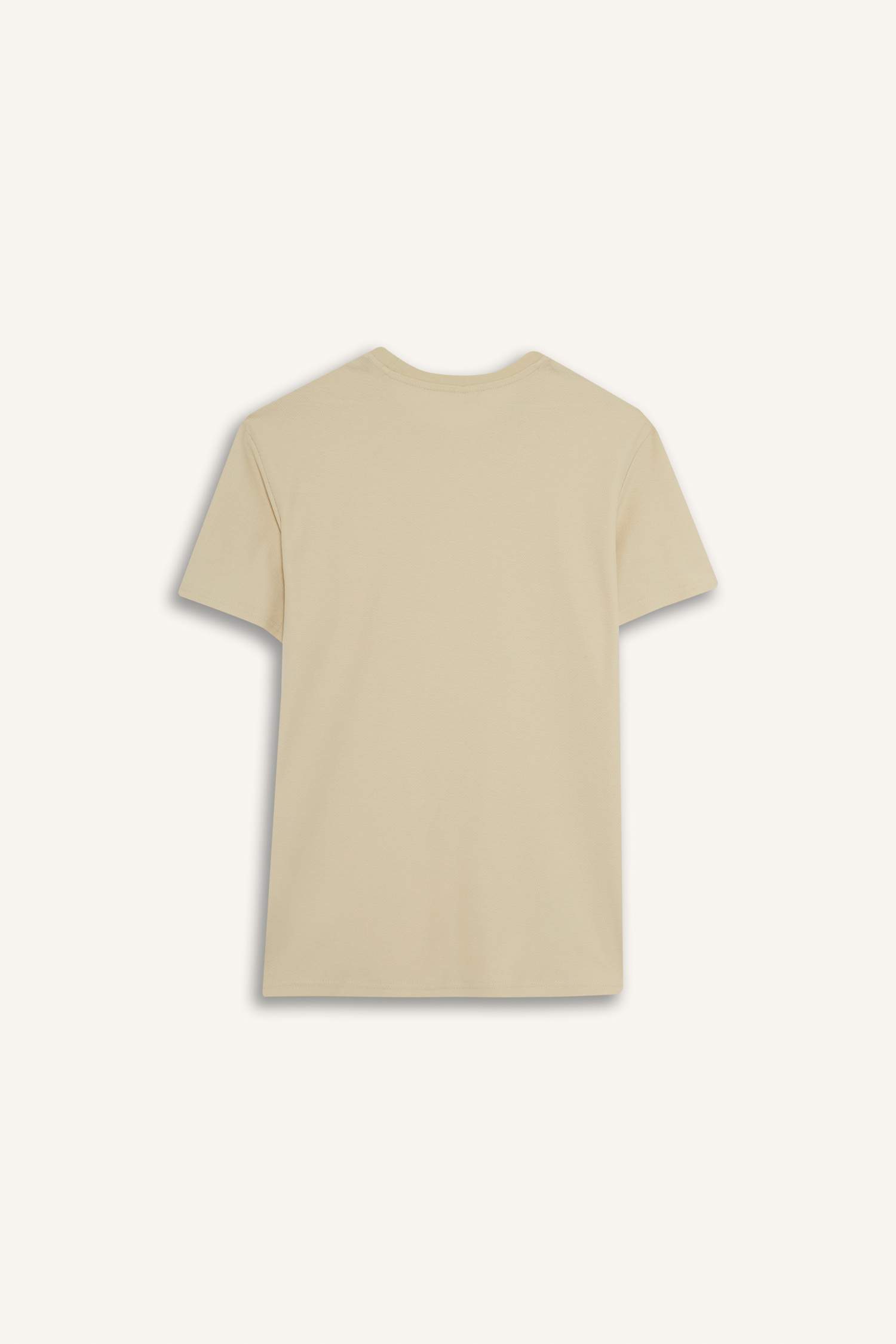 تيشيرت قطن نص كم قصة عادية برقبة مستديرة