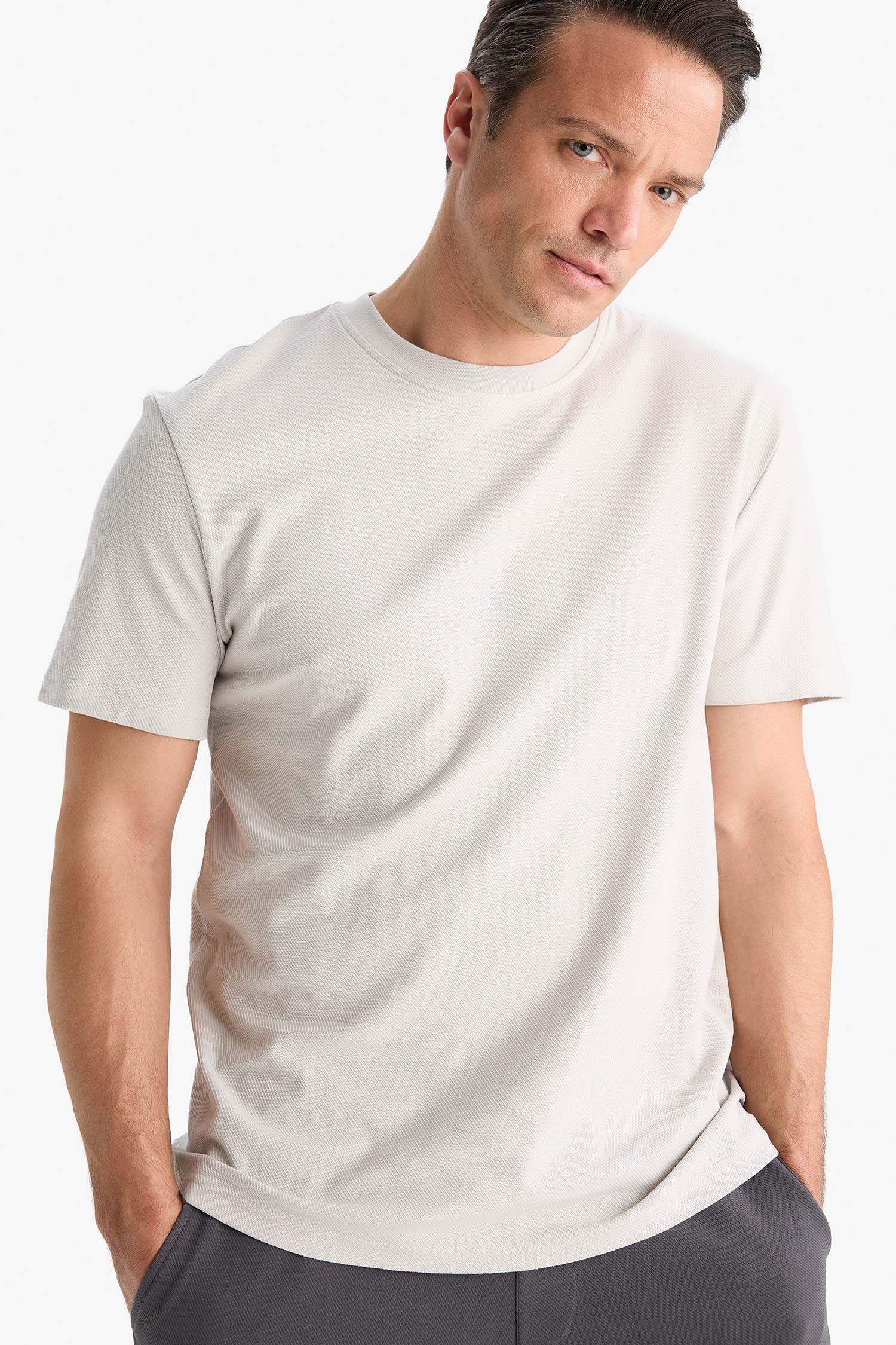 %100 Pamuk Regular Fit Bisiklet Yaka Kısa Kollu Ağır Kumaş Tişört