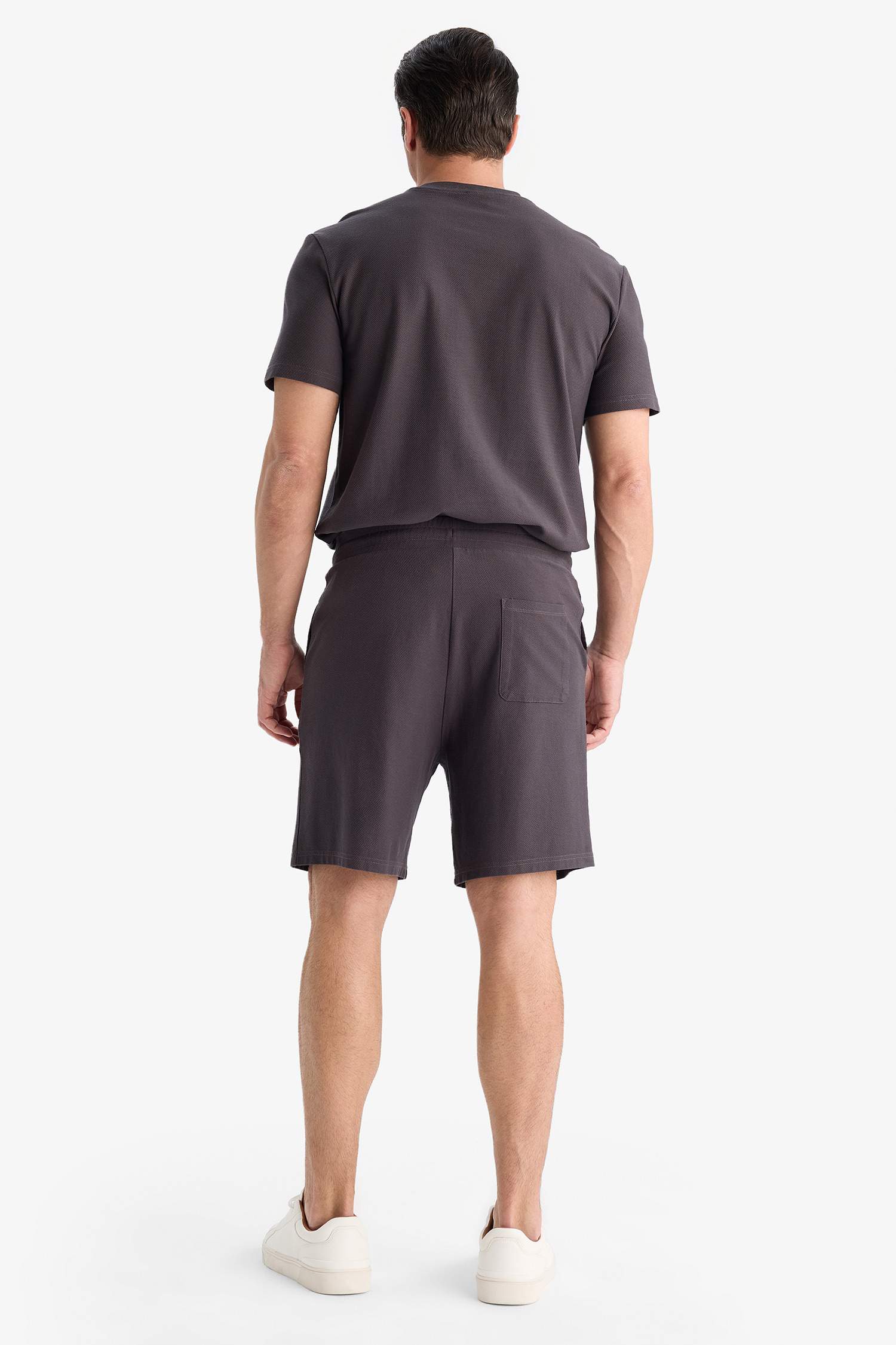 %100 Pamuk Relax Fit Twill Dokulu Cepli Şort