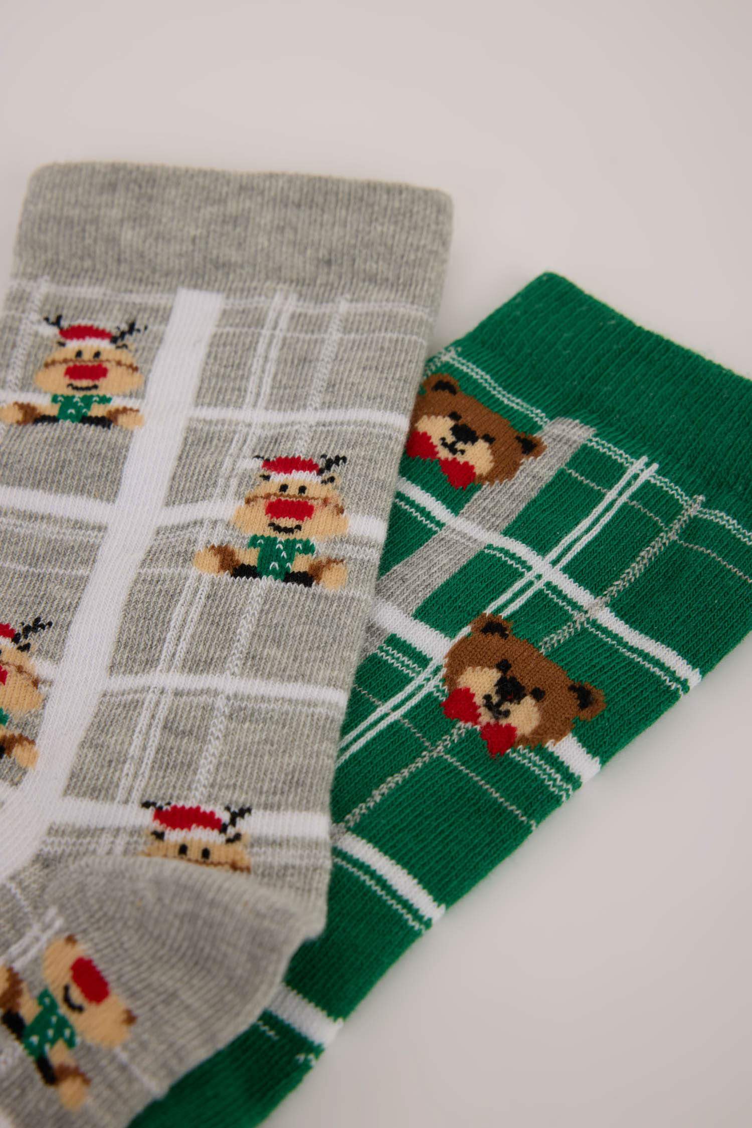 Kadın Yılbaşı Temalı Yeni Yıl Baskılı 2'li Pamuklu Uzun Çorap