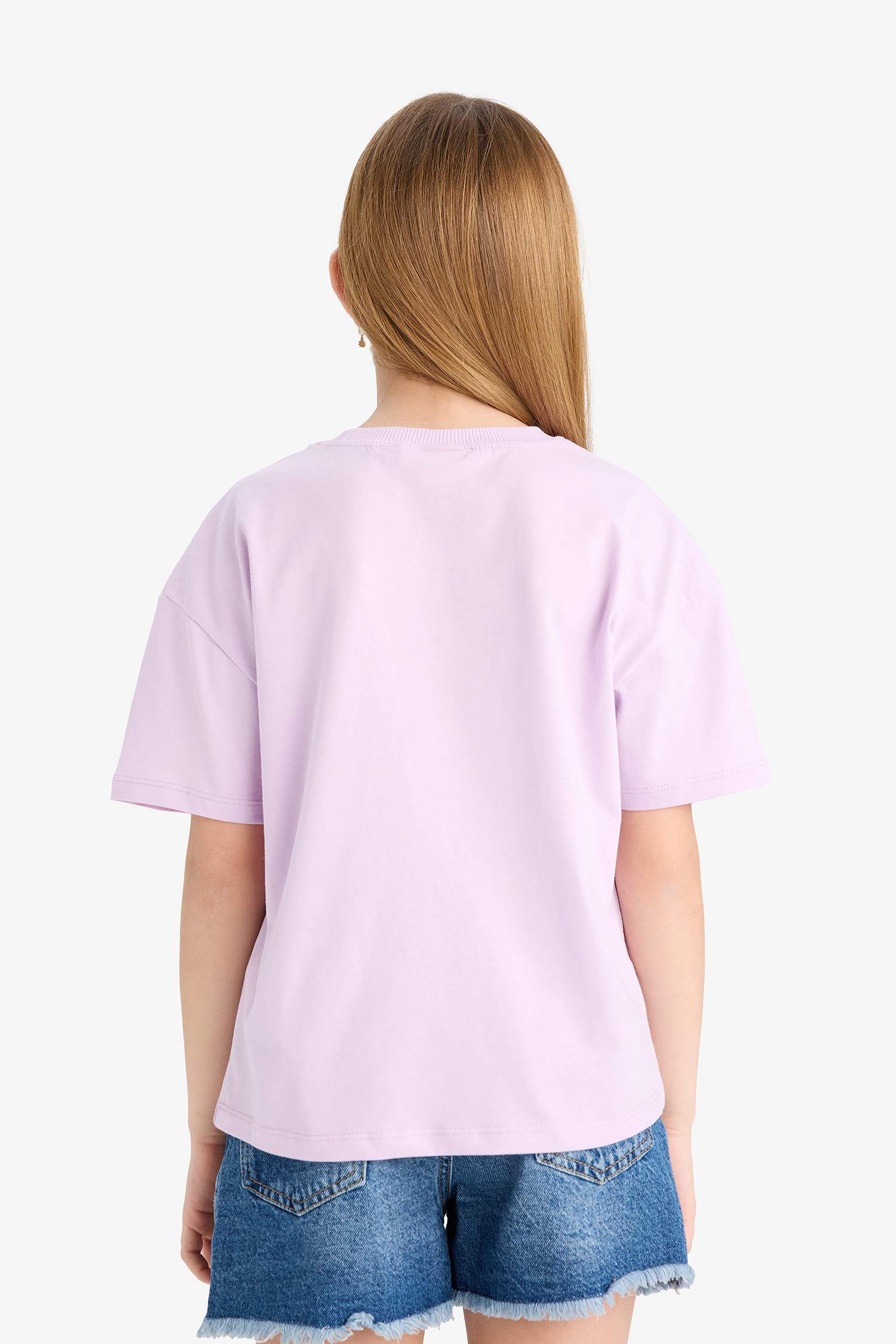 تيشيرت بناتي نص ردن مطبوع قصة مريحة من ليلو وستيتش