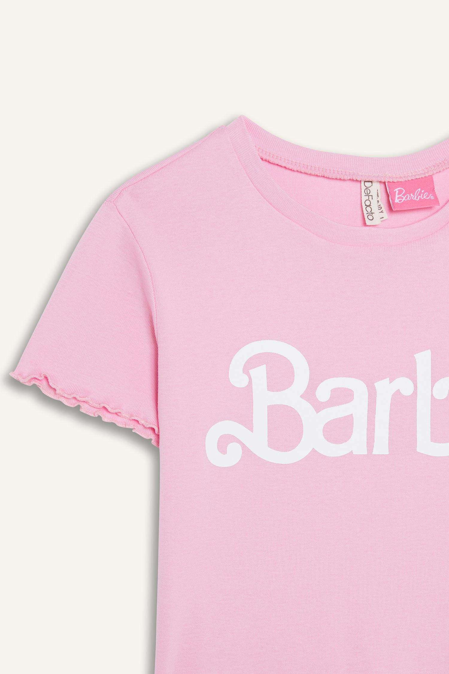 Girl Barbie Fitted Crew Neck Ribbed T-Shirt