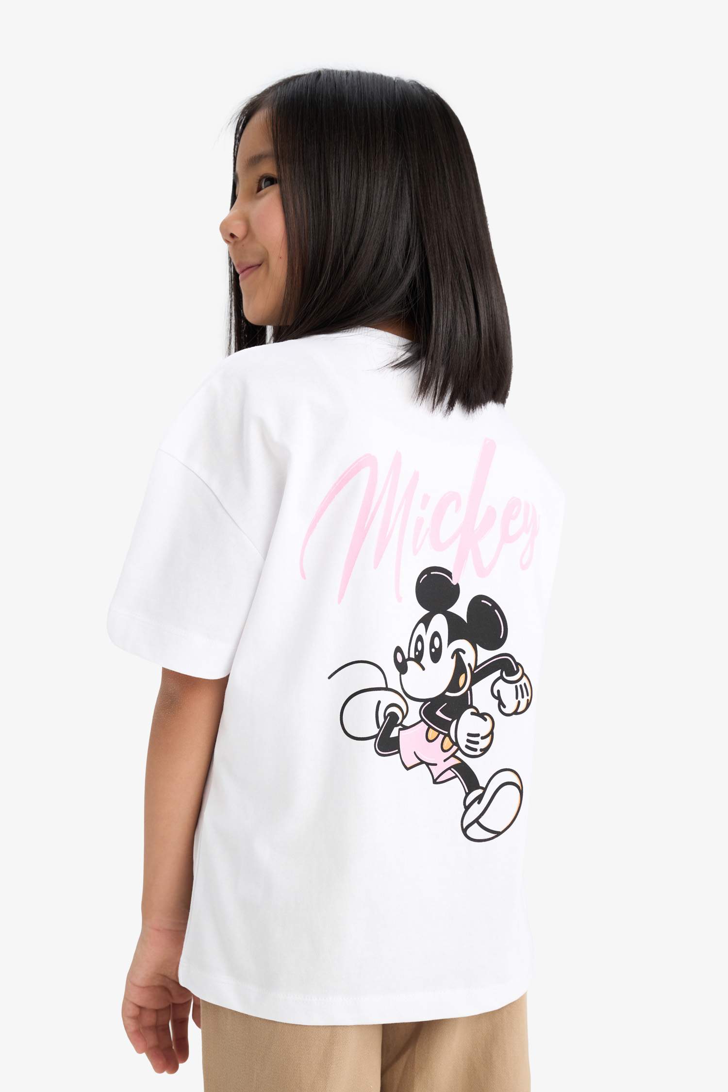 Қыздарға Disney Mickey & Minnie Лицензиялық дөңгелек жаға қысқа жеңді Қысқа жеңді футболка