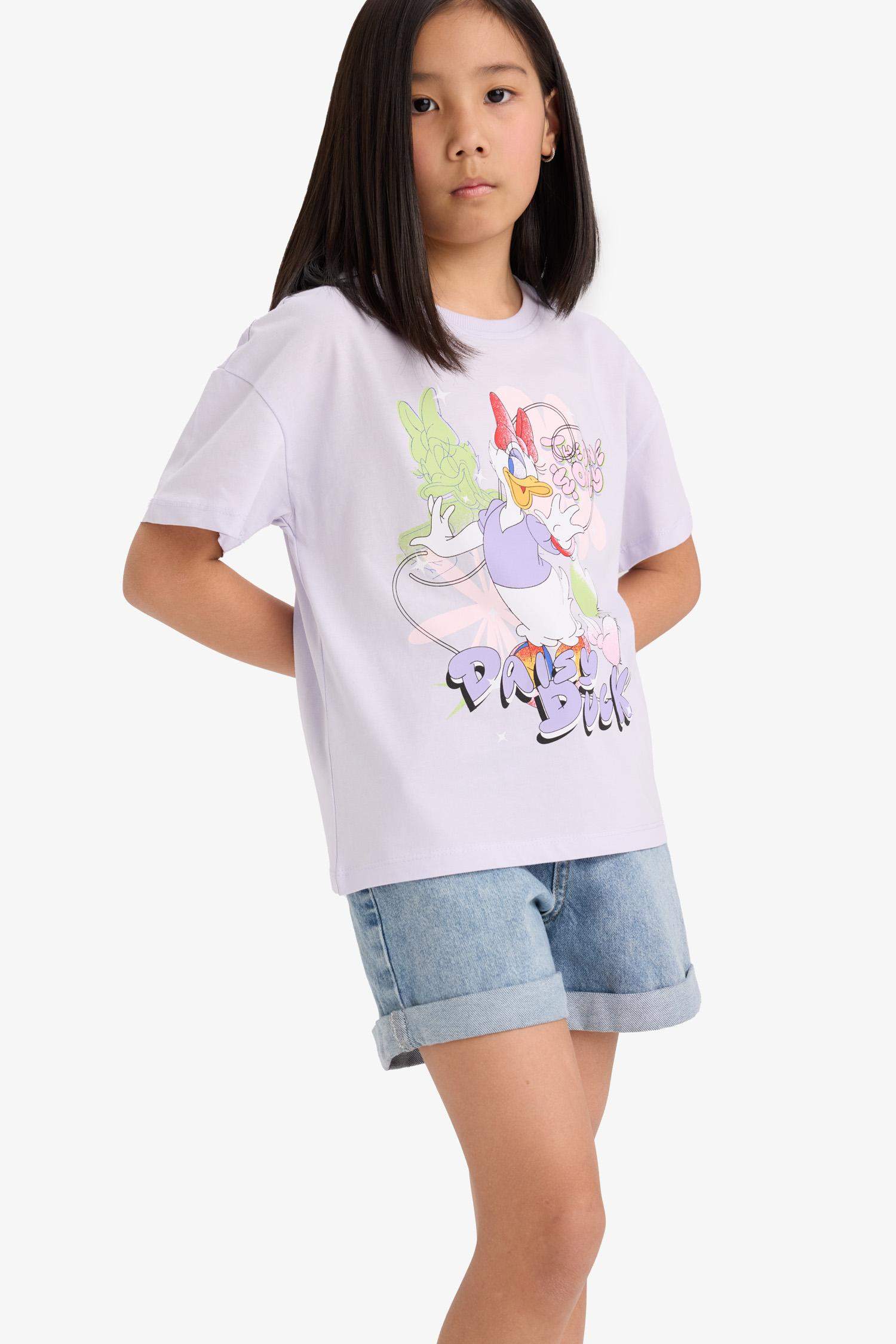 Kız Çocuk Disney Mickey Mouse &Friends Relax Fit Bisiklet Yaka Kısa Kollu Tişört