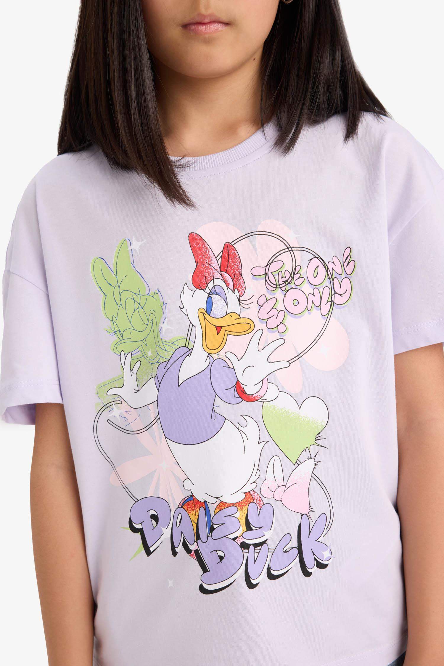 Kız Çocuk Disney Mickey Mouse &Friends Relax Fit Bisiklet Yaka Kısa Kollu Tişört