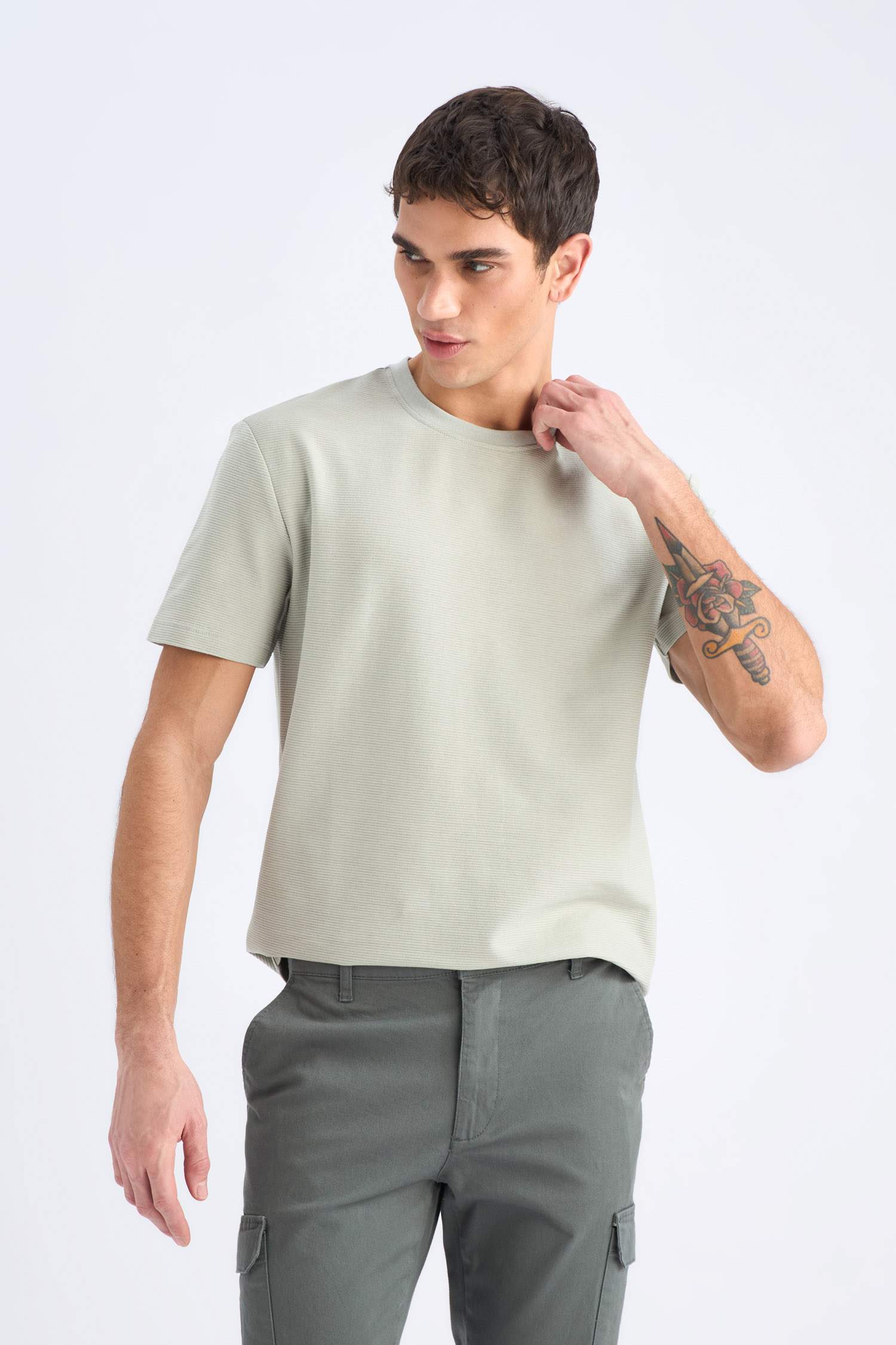 дөңгелек жаға твил Қысқа жеңді футболка