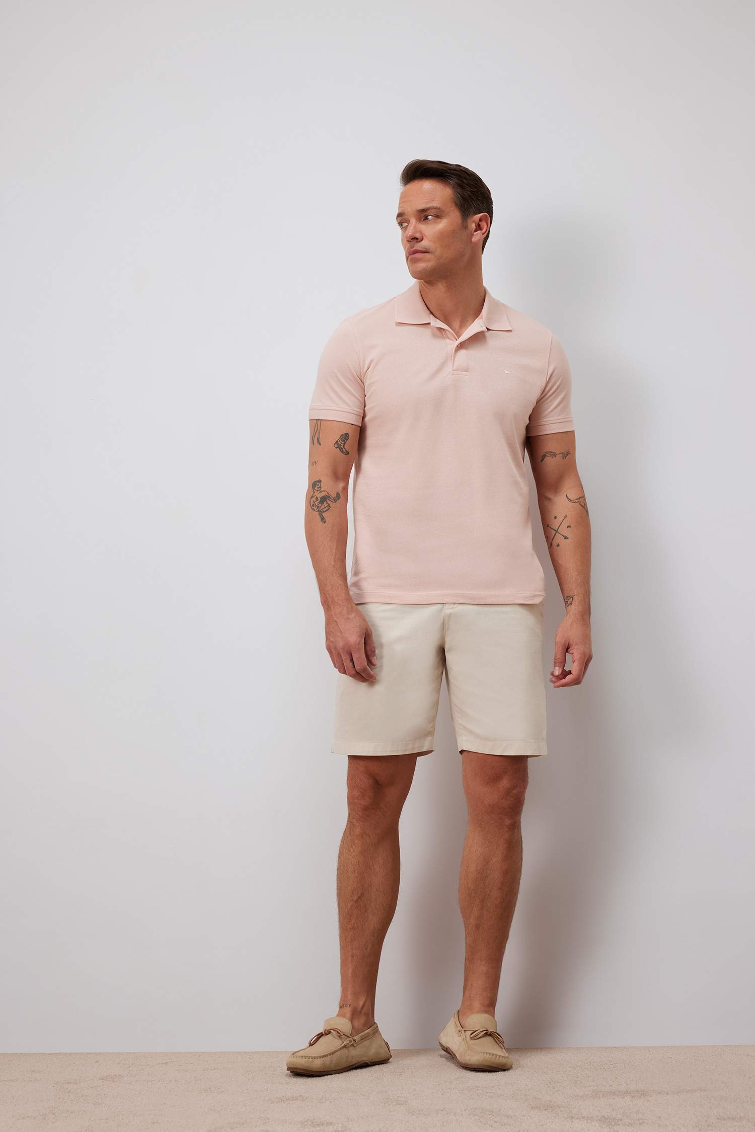 %100 Pamuk Slim Fit Dar Kesim Polo Yaka Kısa Kollu Pamuklu Nakışlı Pike Tişört