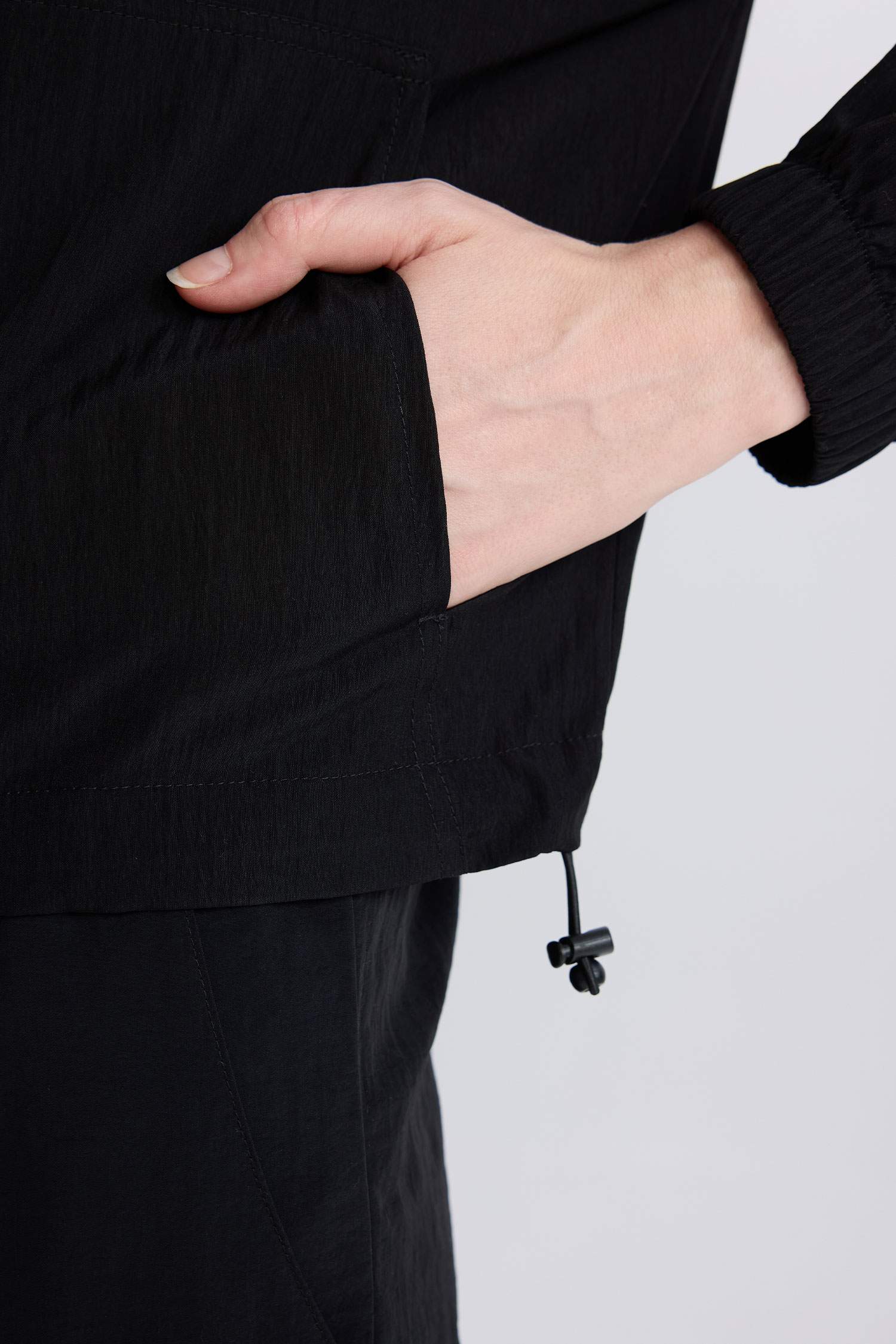 Su Geçirmez Regular Fit Cepli Fermuarlı Kapüşonlu Yağmurluk