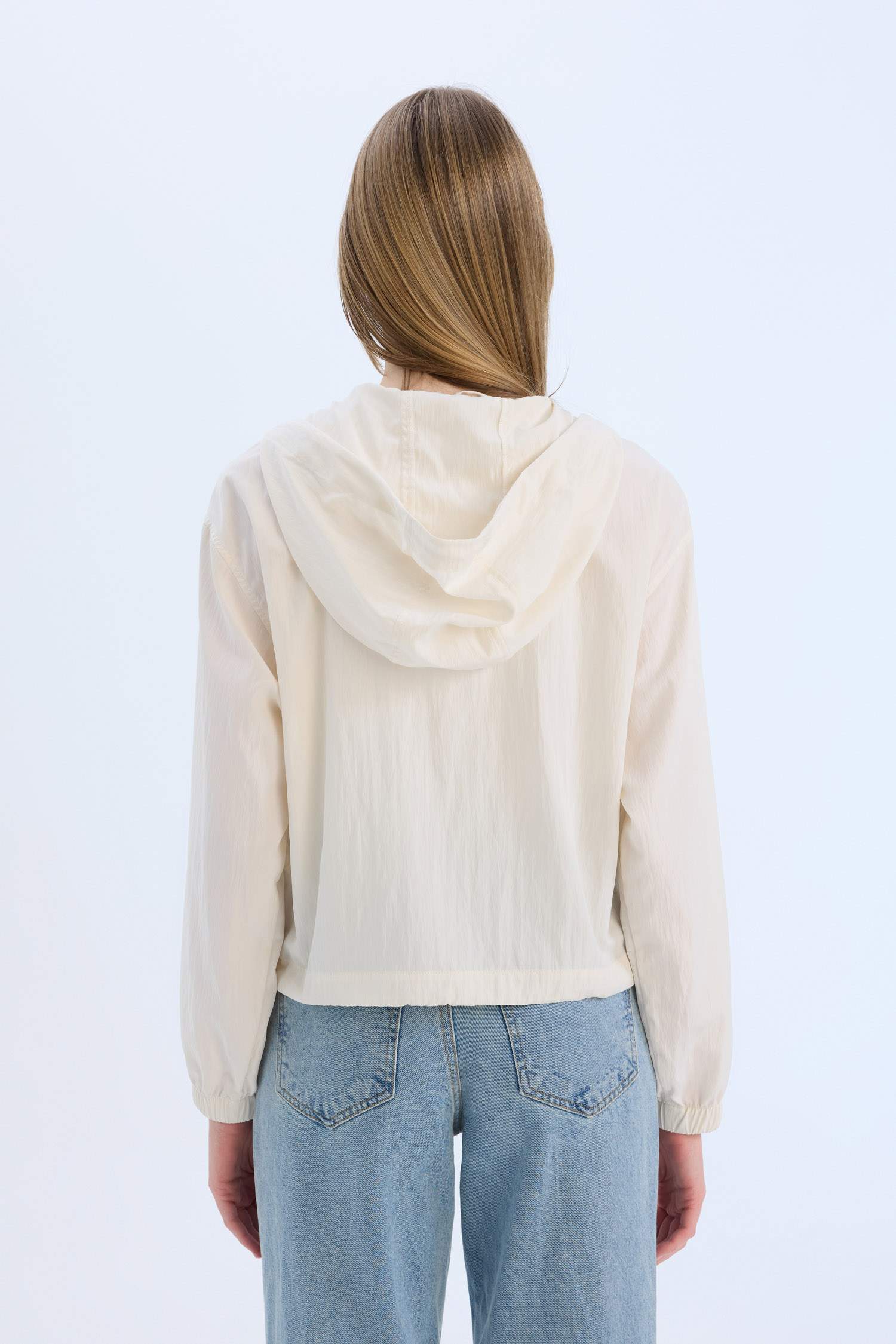 Su Geçirmez Regular Fit Cepli Fermuarlı Kapüşonlu Yağmurluk