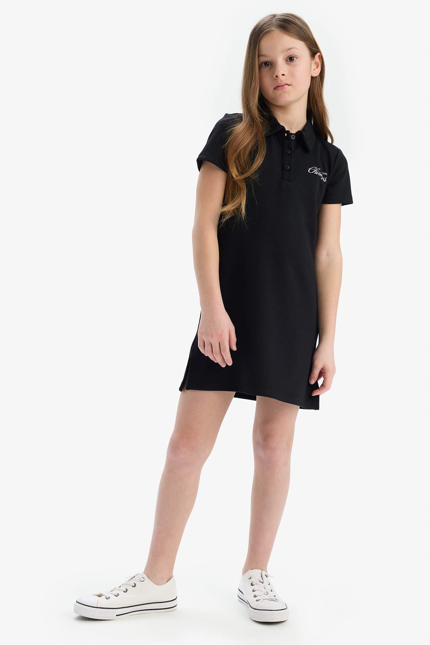 Robe imprimée à col polo et manches courtes pour fille