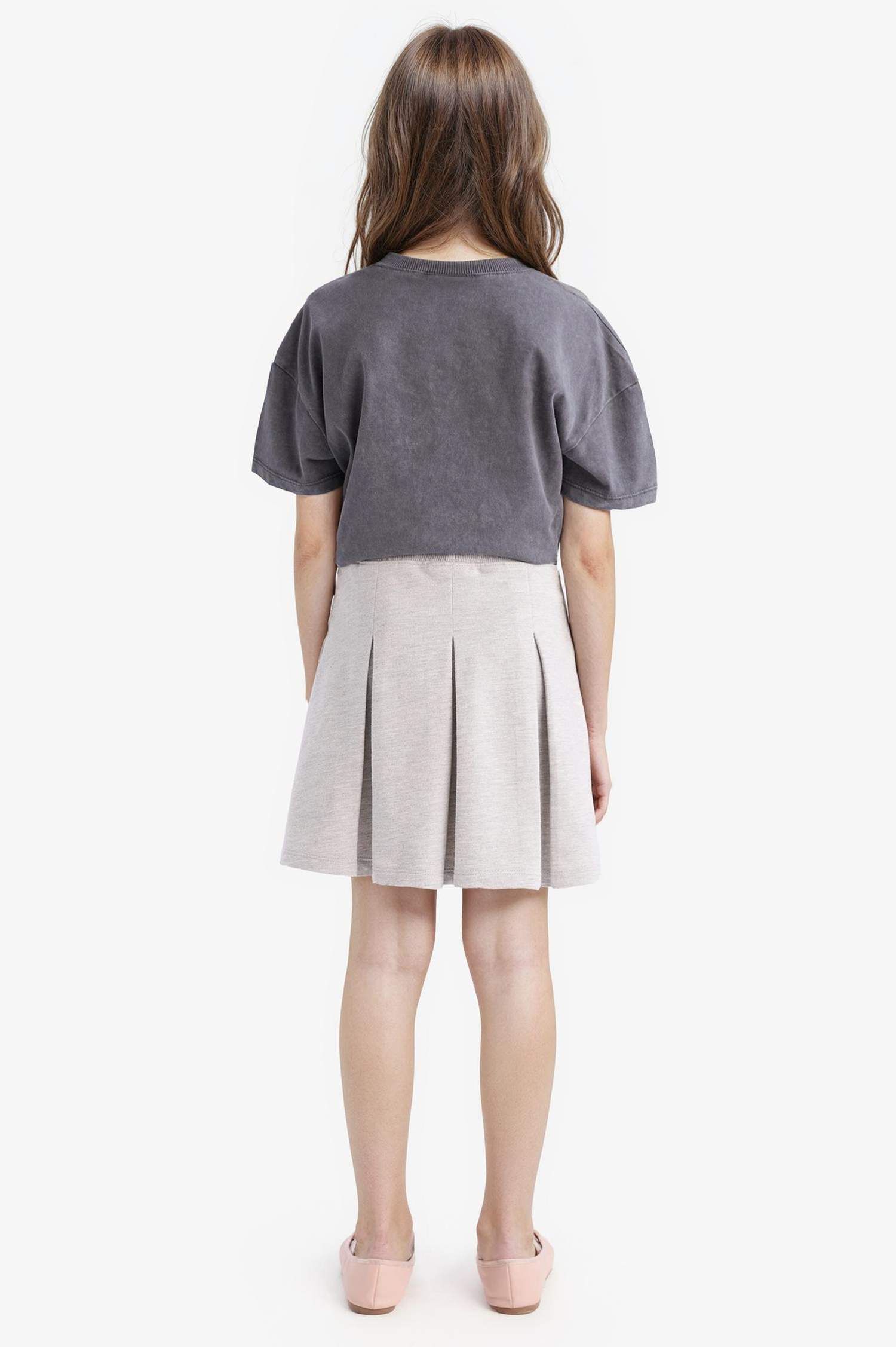 Kız Çocuk Basic Düz Pileli Etek