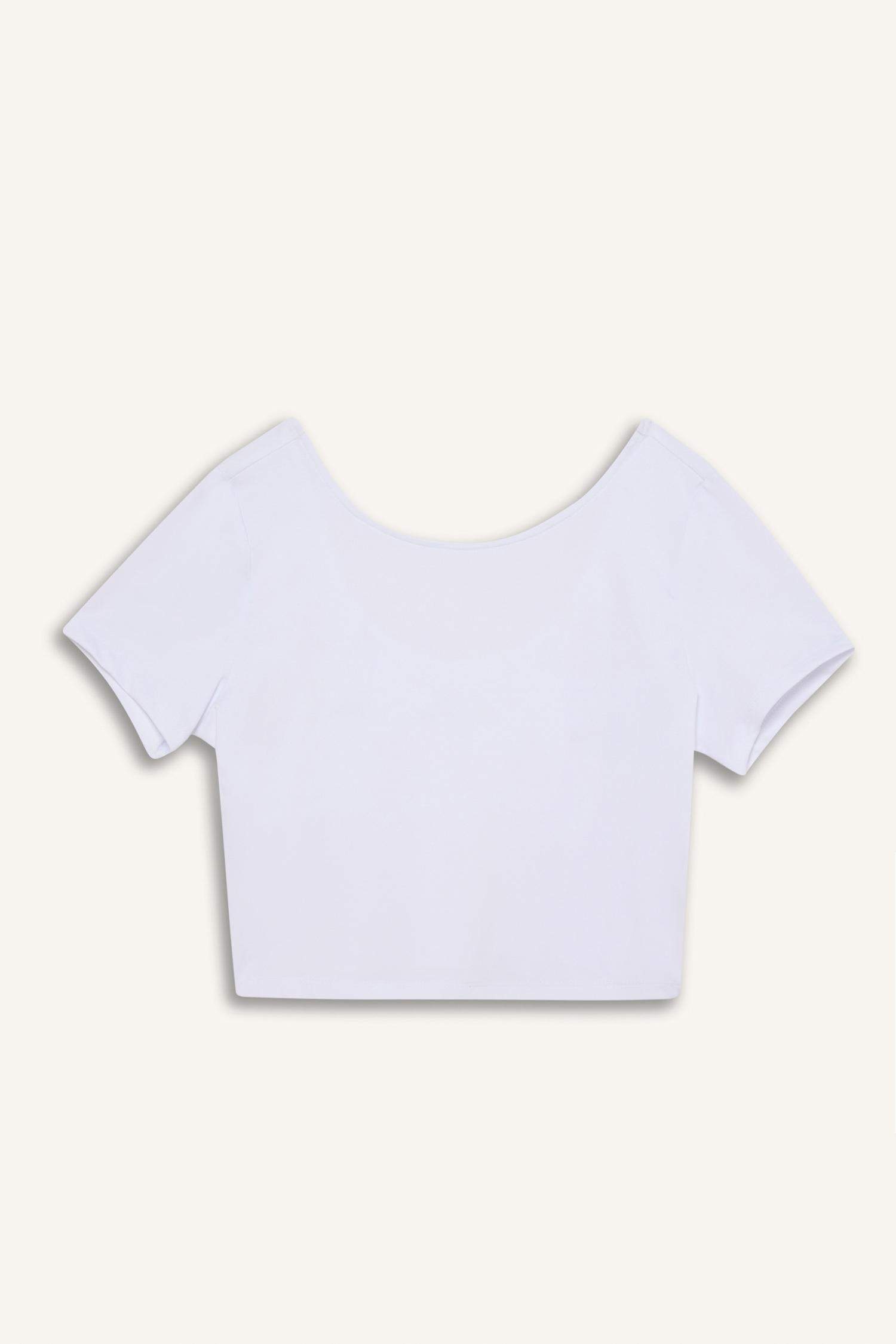 Укороченная спортивная футболка с круглым вырезом, Коллекция DeFactoFit