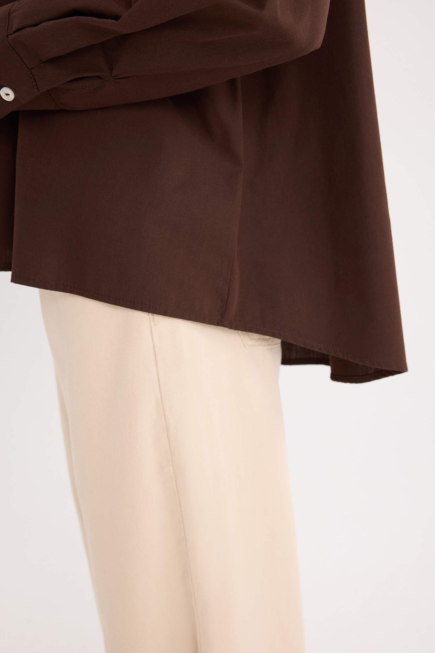 Oversize Geniş Kalıp Poplin Basic Düz Uzun Kollu Gömlek